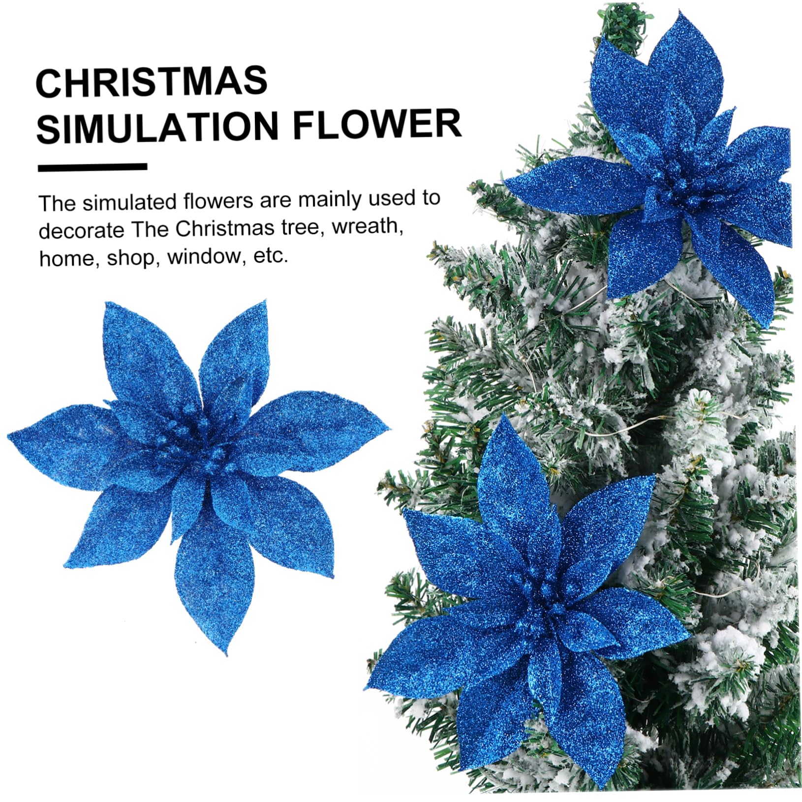 Cabilock 18piezas Flores Artificiales De Navidad para Decoración De Árbol Adornos Navideños De Poinsettia Simulación Floral para Hogar y Fiestas
