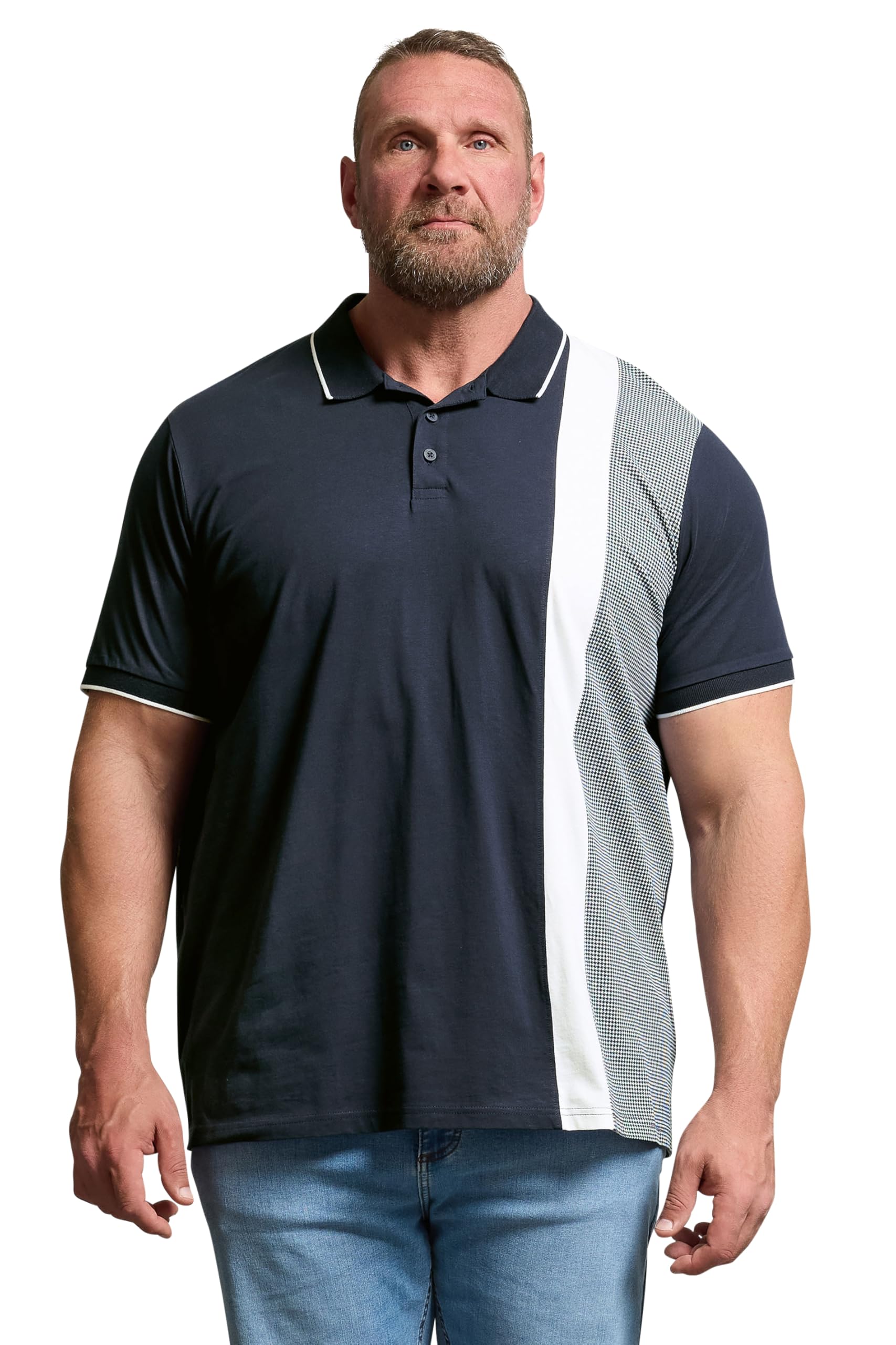 BadRhino Big & Tall Blue Cut & Sew Tipped Polo Shirt - Men's - Plus Size Curve