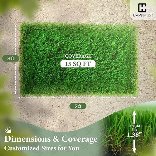 Miniatura 2 de Fencer Wire Césped artificial autodrenante de 36 x 60 pulgadas, tapete de césped sintético falso para mascotas, entrenamiento de orinal de perros,