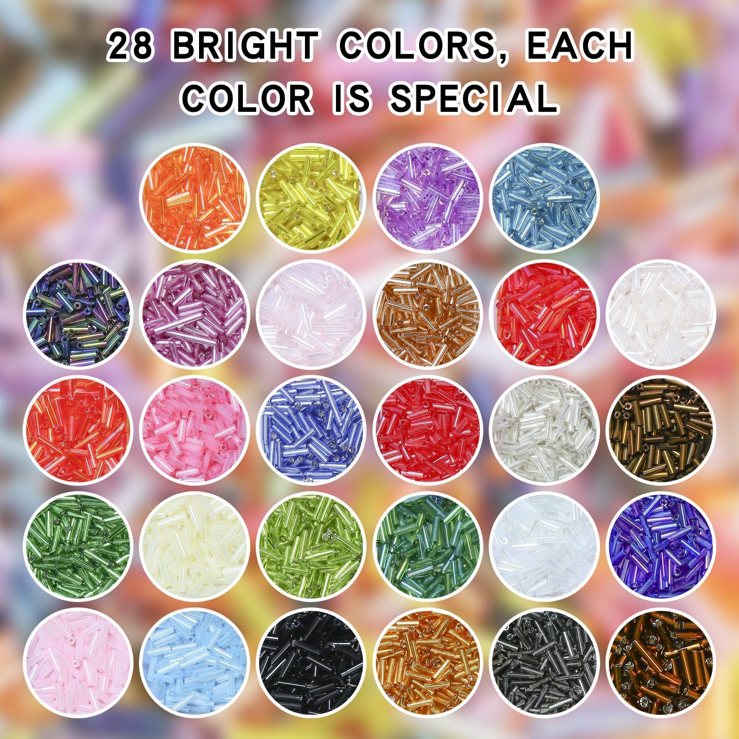 Tube Beads Kit, 7mm Glass Embroidery Bugle Beads for Embroidery Kit, Jewelry Making, Crafts, Bracelets, Necklaces, Earrings, for Adult Crafters (5040Pcs) - Image 7