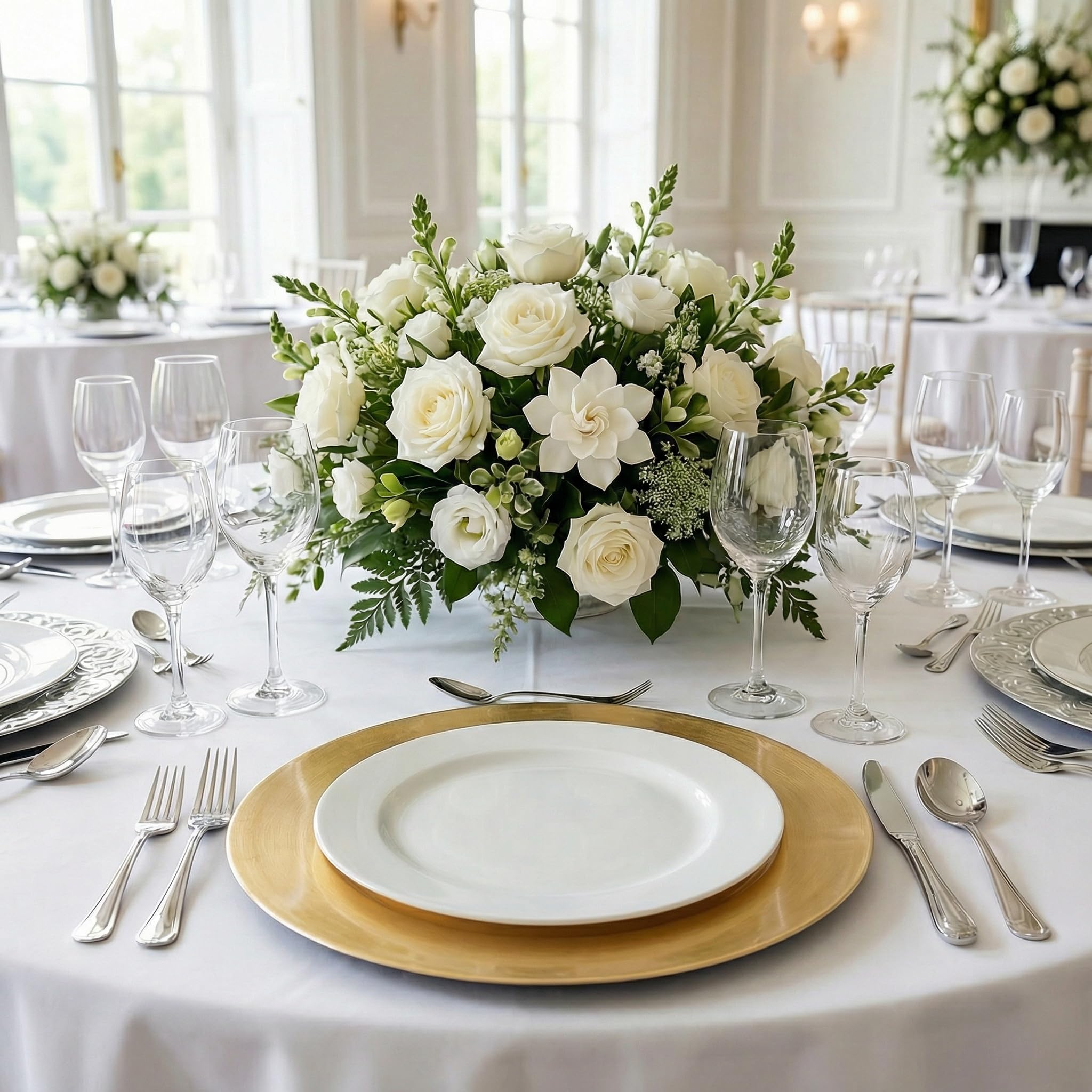Platzteller aus Kunststoff, rund, 33 cm, 8 Stück, Platzteller für Abendessen, Hochzeit, Party, Veranstaltungsdekoration (Metallfolie goldfarben)