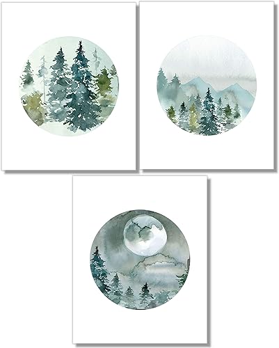 Forest Landscape Art Prints - Nature Wall Decor - 8x10 - Set of 3 - Unframed