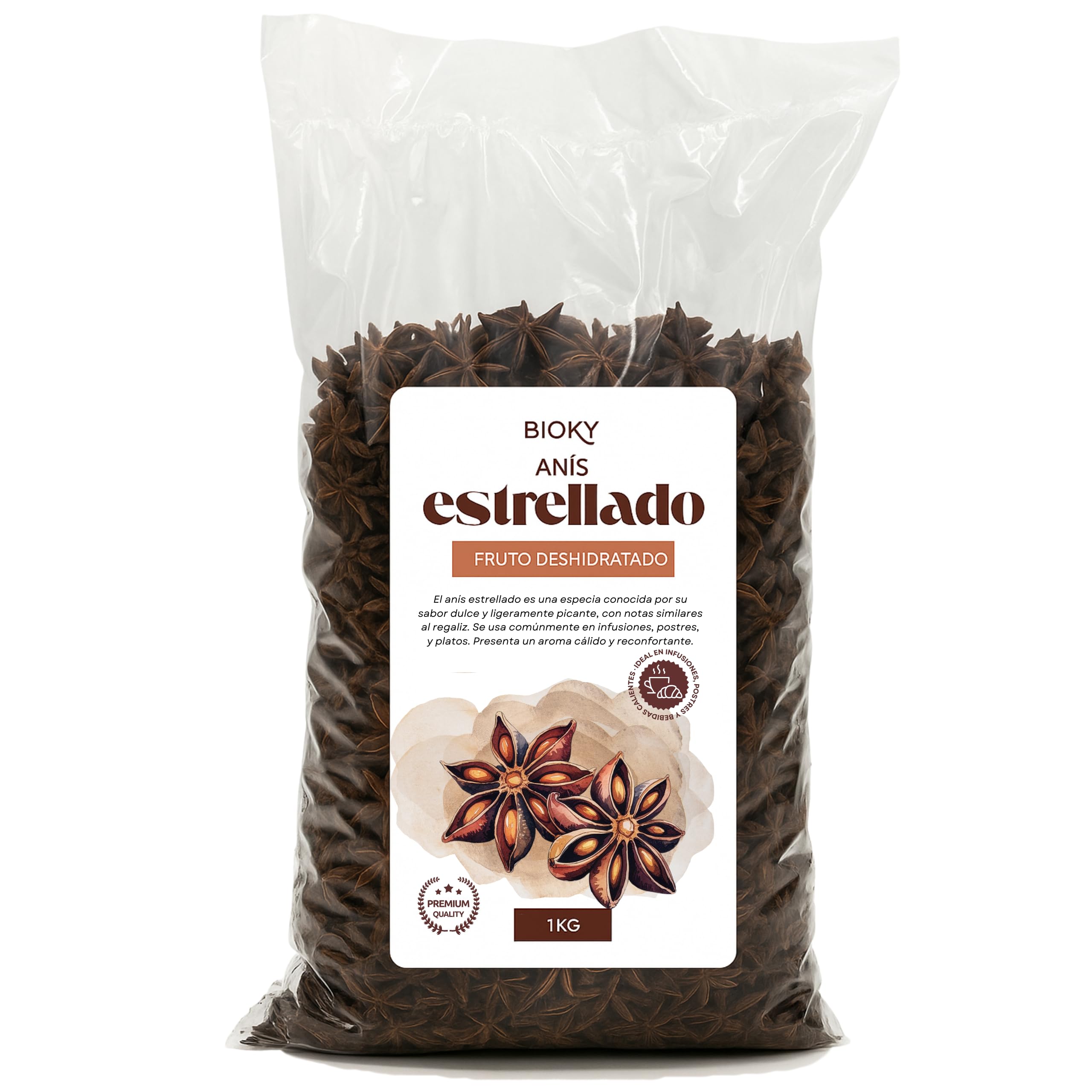 Anís Estrellado Entero 1kg – Para Infusiones, Especias, Postres o Tés Aromáticos – Suave Aroma Dulce y Ligeramente Picante - Natural y a Granel – Múltiples Usos: Decoración, Velas DIY, Jabones