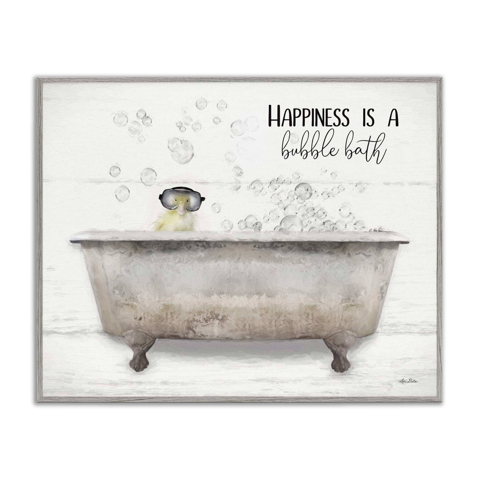 Bubble Bath Duckling Bathroom Phrase, 11 x 14 Inch Framed Giclée Print