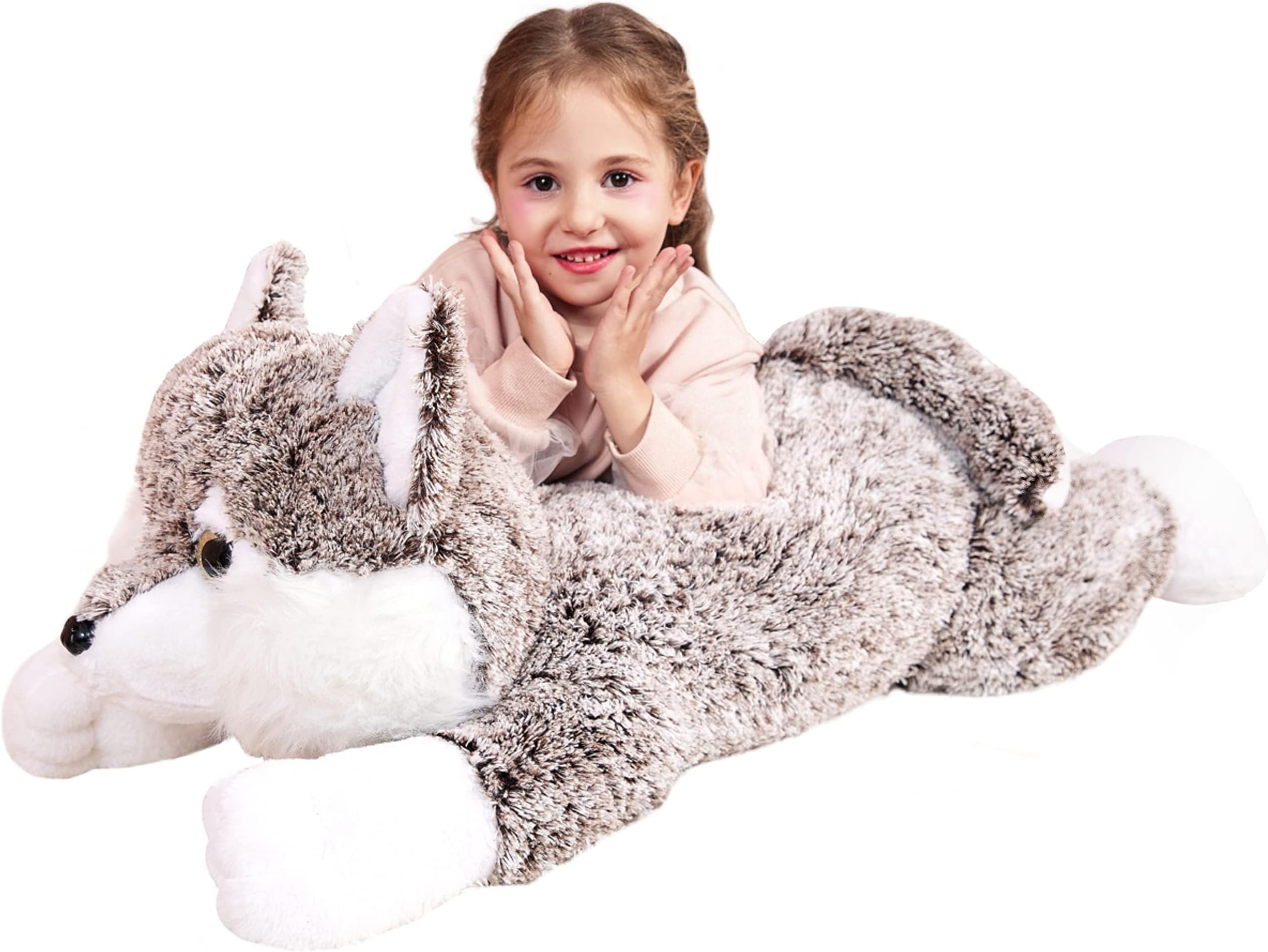 Giant Wolf Stuffed Animal Plush Toy, 30 Inches Big Soft Toys for Kids Girls Boys Girlfriend