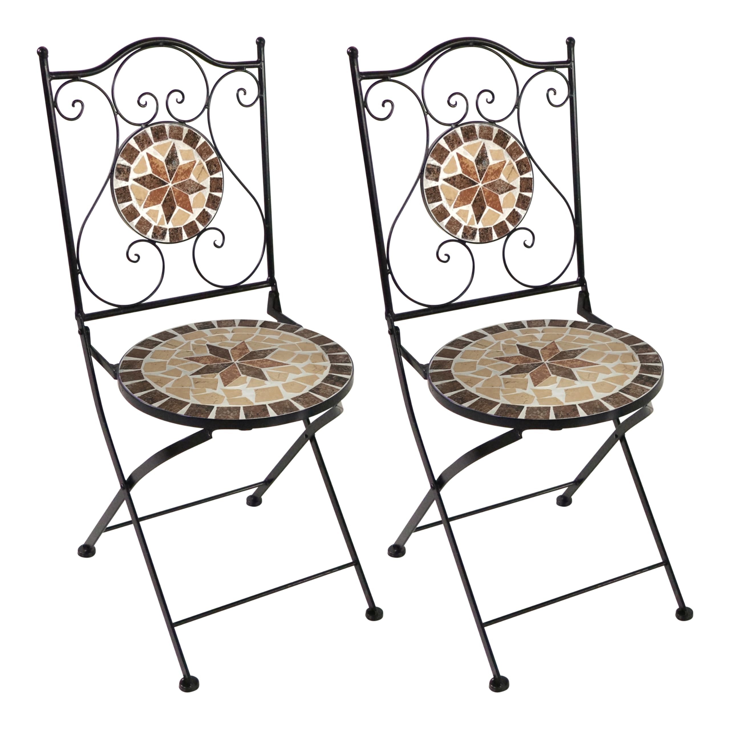 AXI Amélie 2 Chaises Bistrot, Pliantes, Mosaique, Earth Brown | Assises Style Bistrot, Chaises De Jardin pour Extérieur/Balcon/Terrasse - 38,5 X 45 X 90 Cm