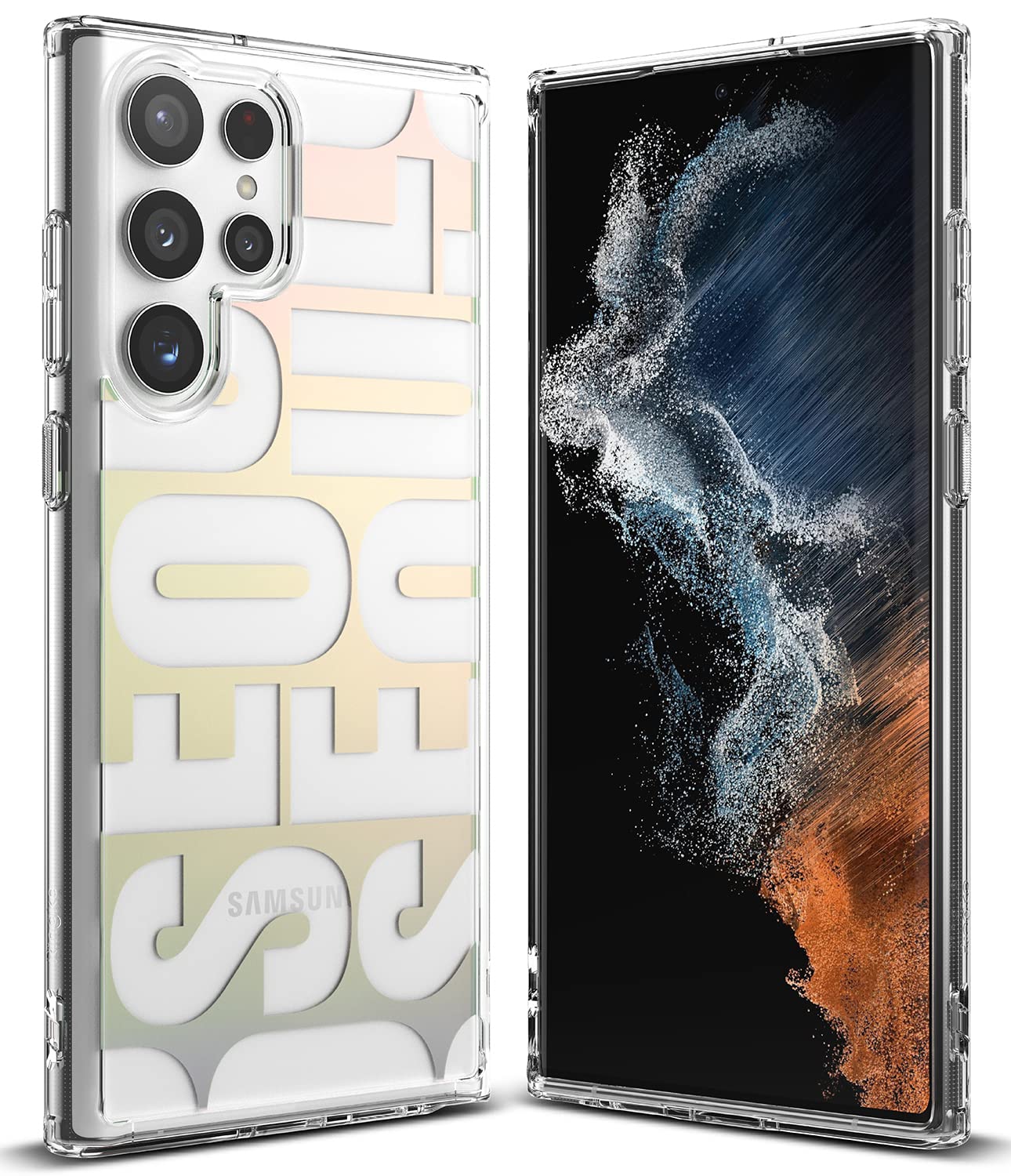 Ringke Fusion Design Compatible with Samsung Galaxy S22 Ultra 5G Back Cover Case Hard Graphic Designed Back Soft Flexible TPU Bumper Scratch Resistant Natural Form - Seoul