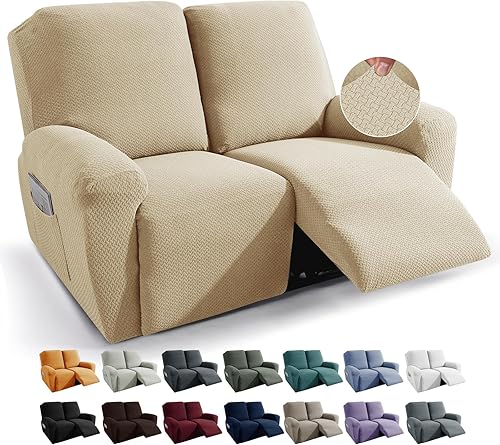 Miniatura 34 de JIVINER Fundas de sofá reclinable de 8 piezas, fundas elásticas de jacquard para sofá reclinable, fundas para sala de estar, protector suave de 3