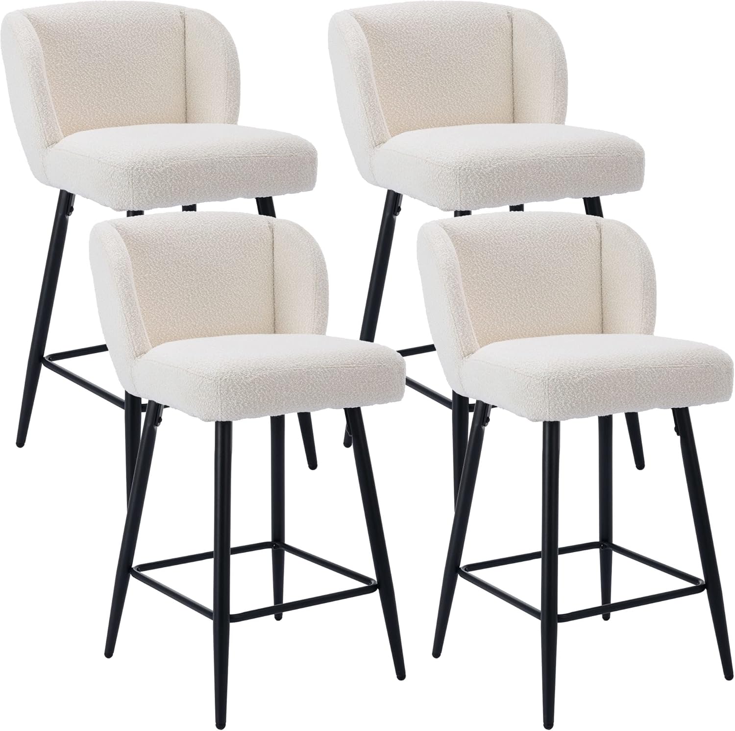 VESCASA Sherpa Counter Barstools with Padded Mid Back, 26