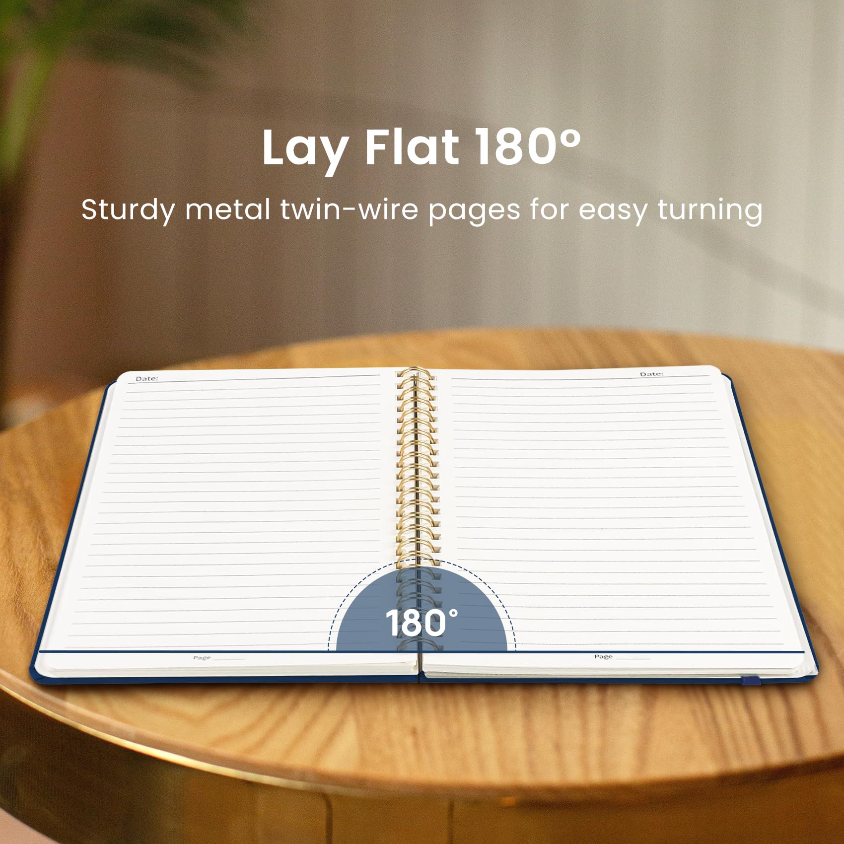 Taja Confezione da 6 quaderni a spirale a righe per lavoro, 140 pagine, formato A5 (14,5 x 20,1 cm), copertina rigida, a righe, per prendere appunti, perfetti per ufficio, scuola, casa, blu navy