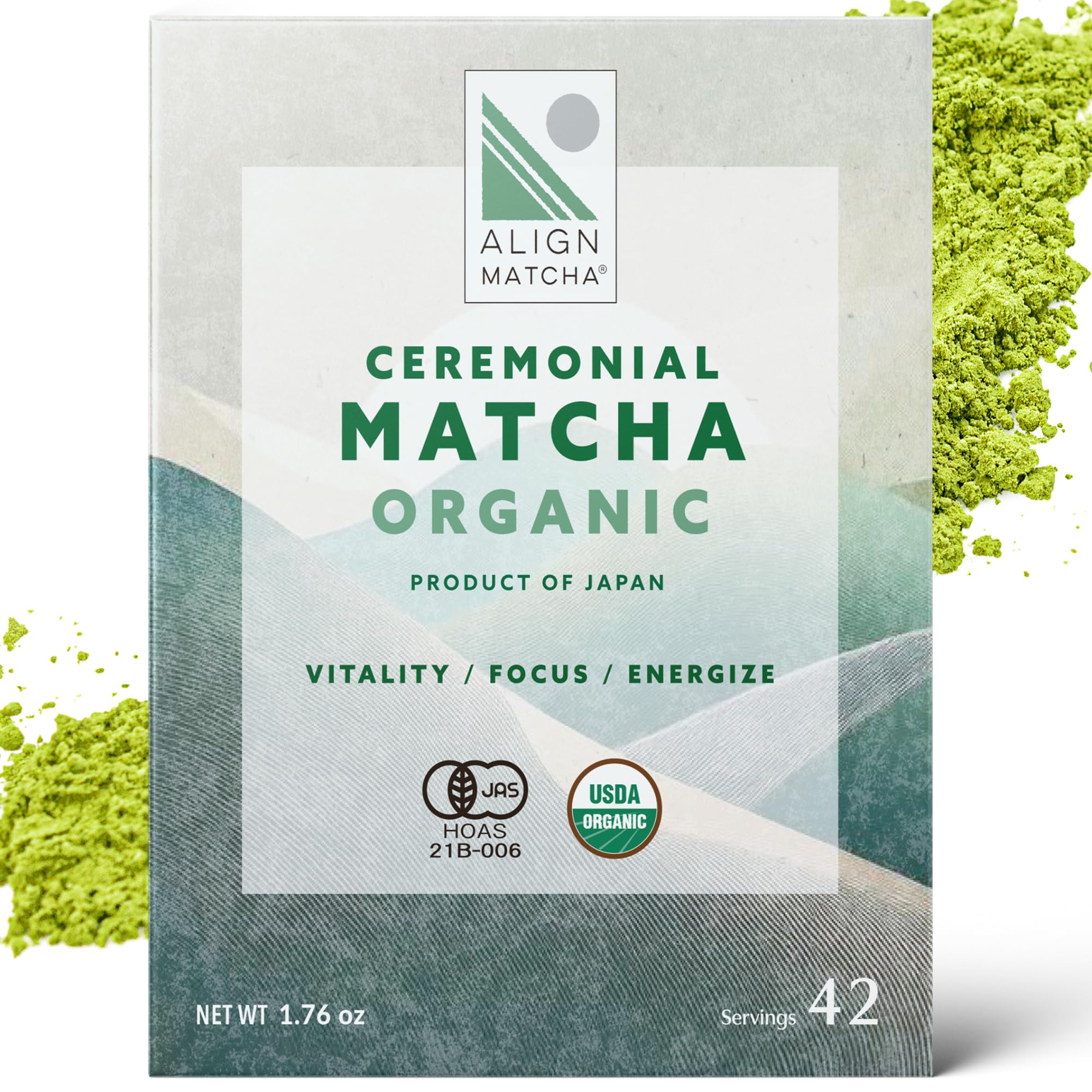 ALIGN MATCHA Ceremonial Organic Matcha Ichibancha First Tea calm ritual sourced from Japan 50 g 42 servings
