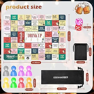 Drinking Board Games, Drinking Games for Adults, Party Adult Game for Game Night, Age 21+, 2-8 Players