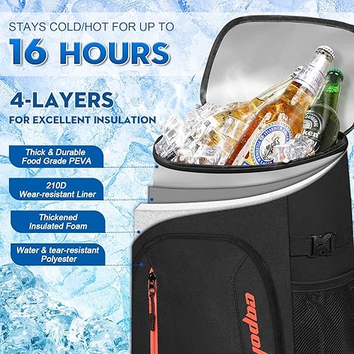 Miniatura 2 de Capolo Mochila enfriadora de 3045 latas, bolsa térmica aislada para bebidas, enfriador suave, almuerzo, camping, viajes, picnic, senderismo para
