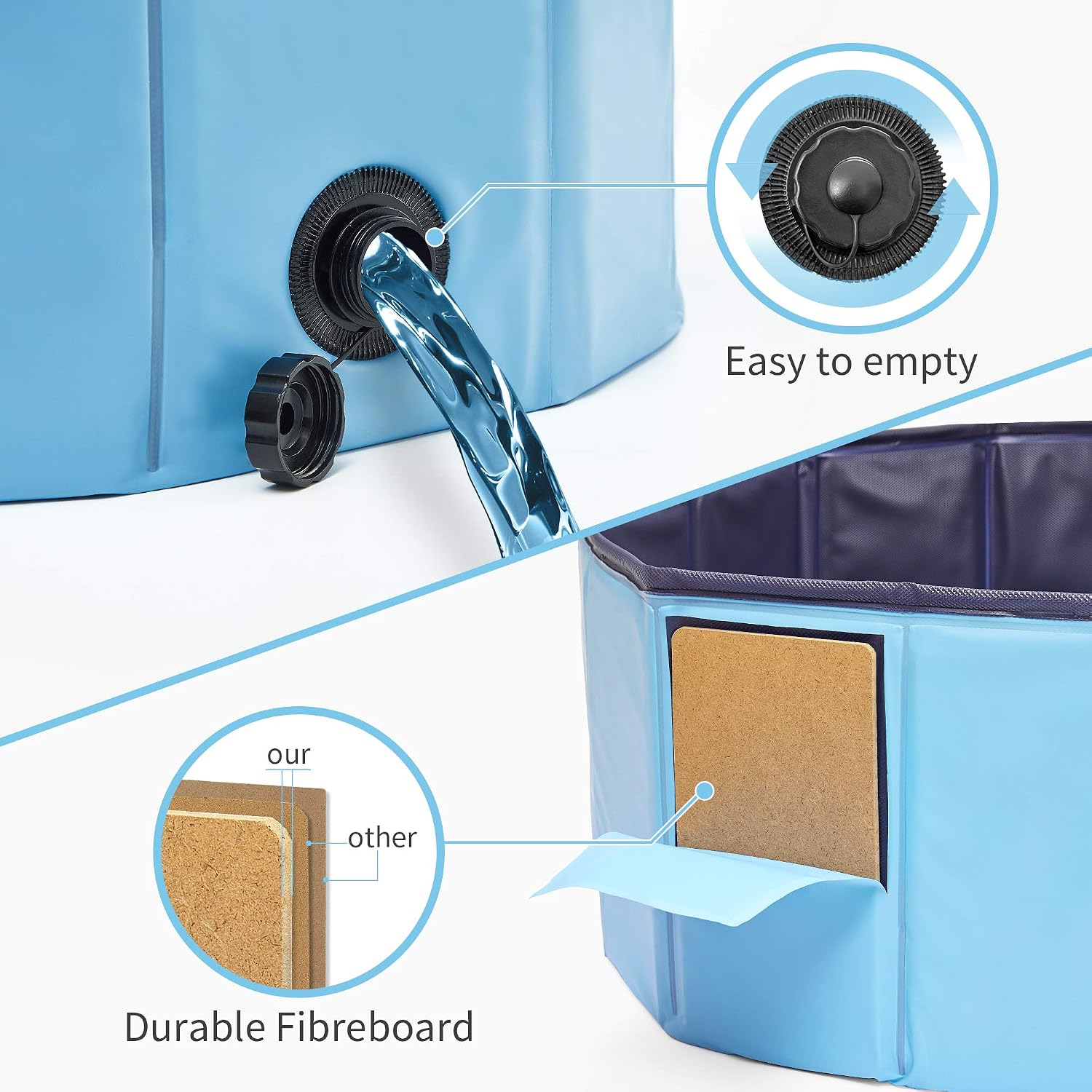 Love's cabin Hard Plastic Dog Bone Pools for Medium Dogs, Backyard Dog Bath and Deep Doggie Swimming Pool, Outdoor Collapsible Plastic Kiddie Pool for Dogs Pets and Kids