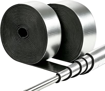 32.8 Ft x 3 Inch Pipe Wrap Insulation Tape, Self Adhesive Foam and Foiled Fiberglass Foam Insulating Pipe Wrapper, Ceramic Water Pipe Insulation Wrap Insulation Wrap for Cold Freezing Weather Black