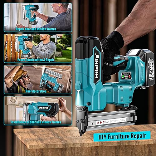 Miniatura 14 de Clavadora inalámbrica para batería Makita de iones de litio de 18 V, pistola eléctrica de clavos para madera de 18 GA, motor sin escobillas, 2