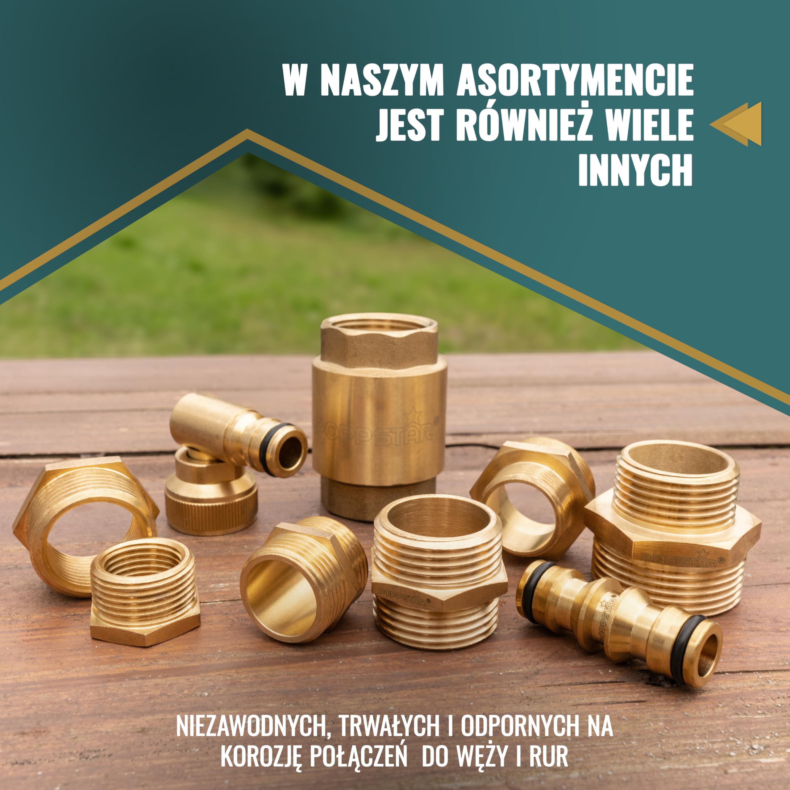 Poppstar mosiężne złącze redukcyjne, gwint zewnętrzny 1 cal na 3/4 cala, sześciokątne, 1 sztuka