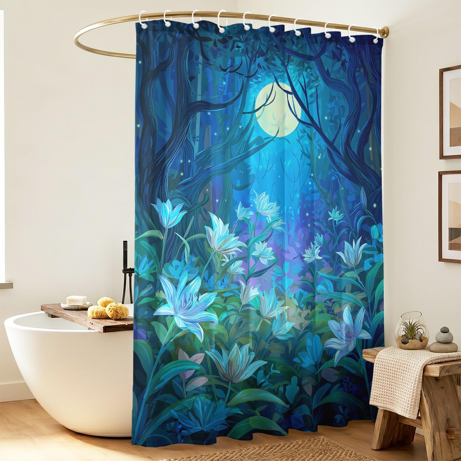 Générique Rideau de Douche Anti-Moisissure 200 x 200 cm Forêt