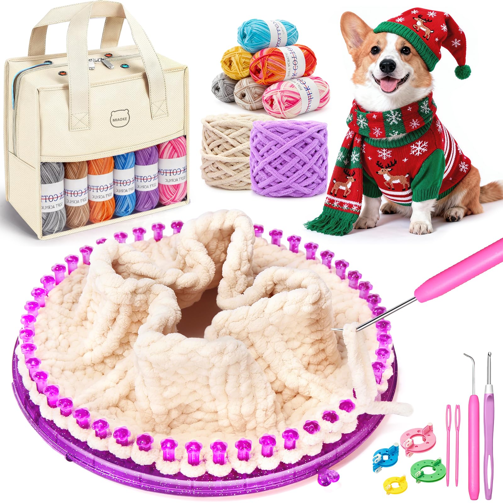 Amazon.com: MIAOKE Weaving Loom Kit, Knit Hat Scarf Knitting Loom