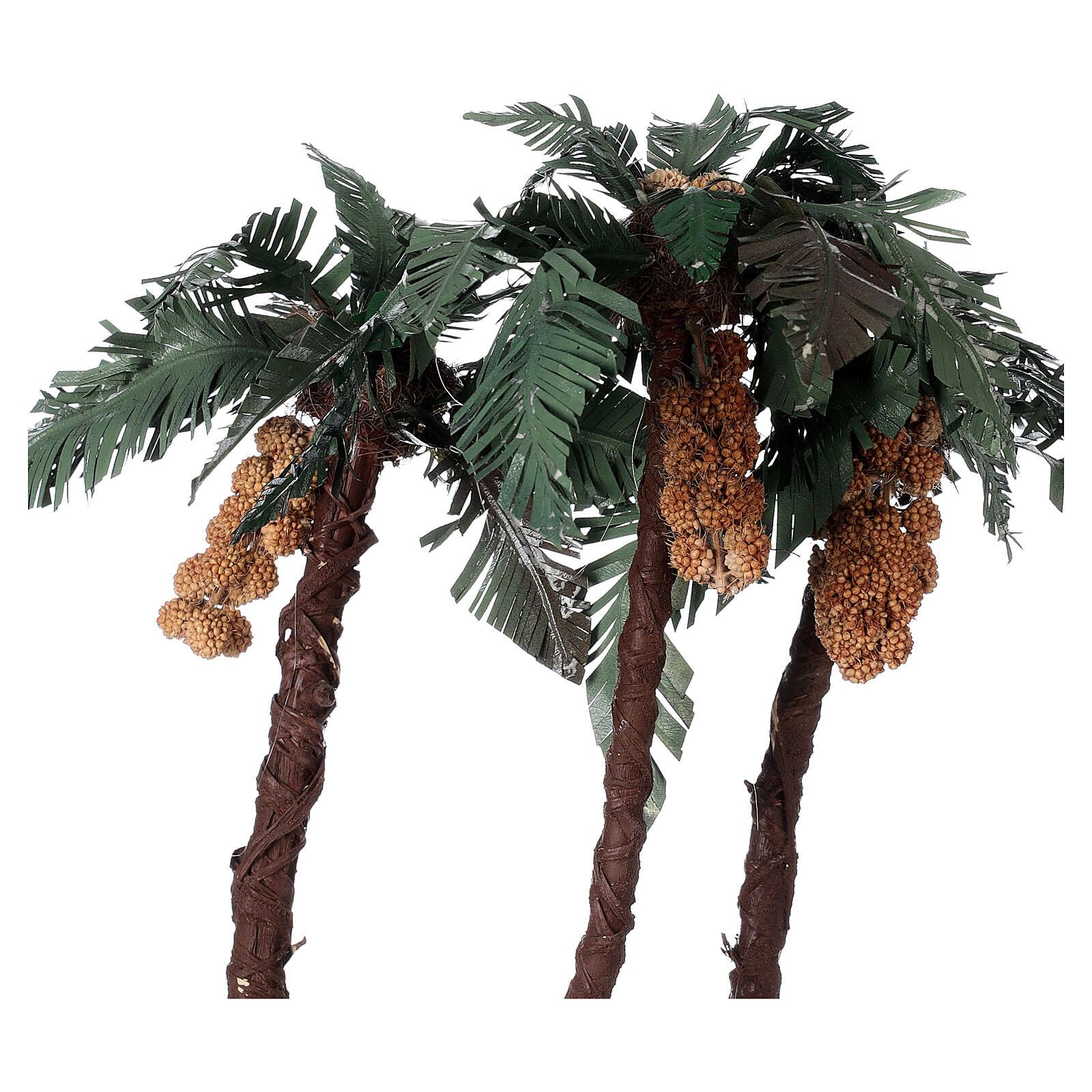 Holyart Mousse végétale, Lichens, Arbres, Pavages: Palmier Triple avec Oasis crèche h 30 cm