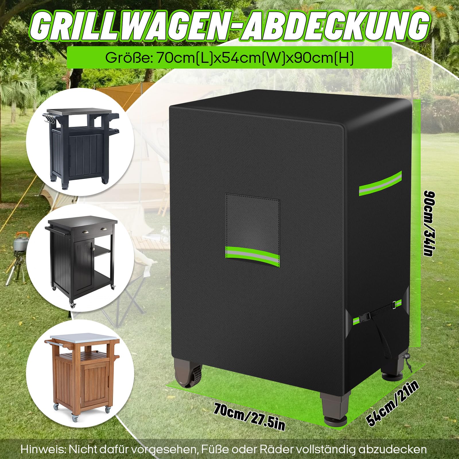 Housse de Table d'Appoint de Barbecue, 420D Oxford 70x54x90cm(LxWxH) cm Housse BBQ Barbecue Exterieure, Imperméable Résistante, Housses Bache Cuisine Exterieure