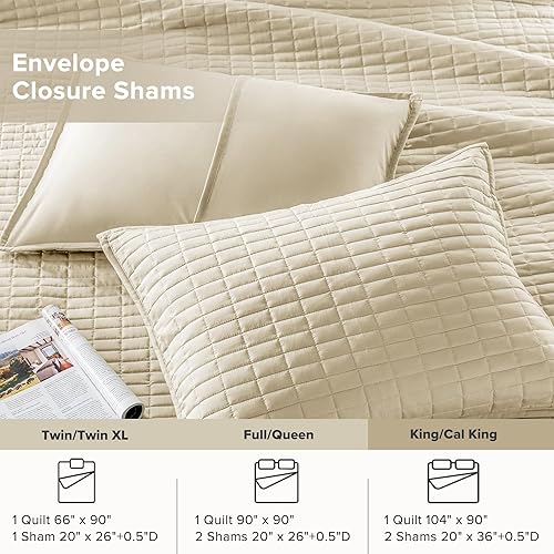 Miniatura 5 de Comfort Spaces Kienna - Lujosa manta de verano con diseño de doble costura, ligera, suave, para todas las estaciones, funda a juego, marfil,