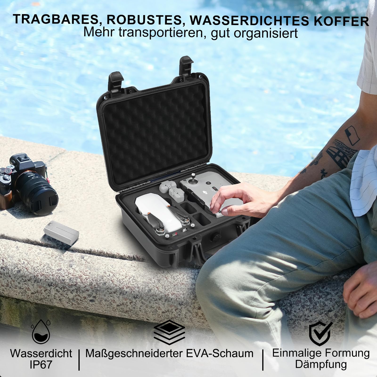 LEKUFEE Kompakte Tragbare wasserdichte Tragetasche Koffer für DJI mini 4K/Mini 2 SE Drohne und Zubehör (Nur Koffer)