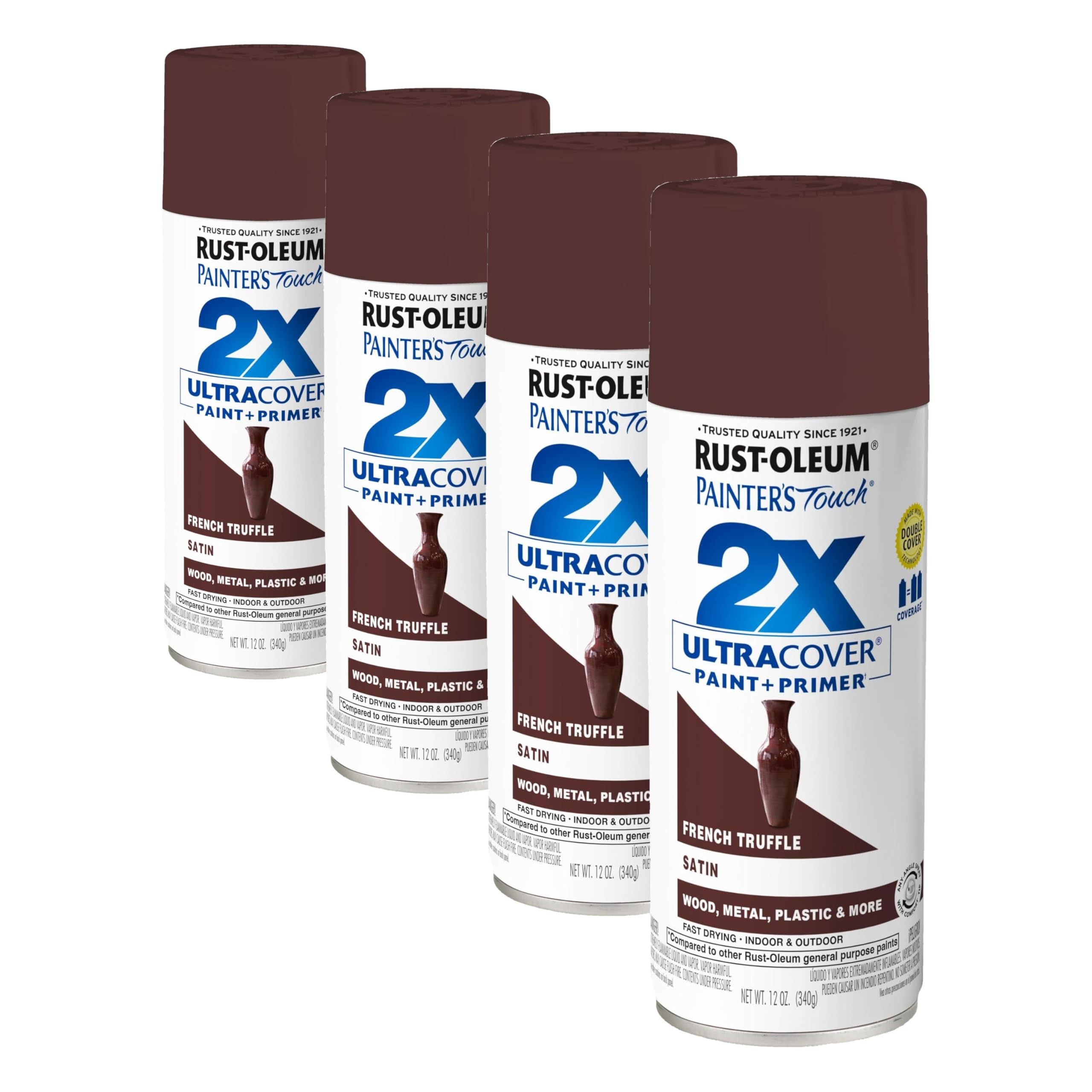 Rust-Oleum 393572 Painter's Touch 2X Ultra Cover Spray Paint, 12 oz, Satin French Truffle (Pack of 4)