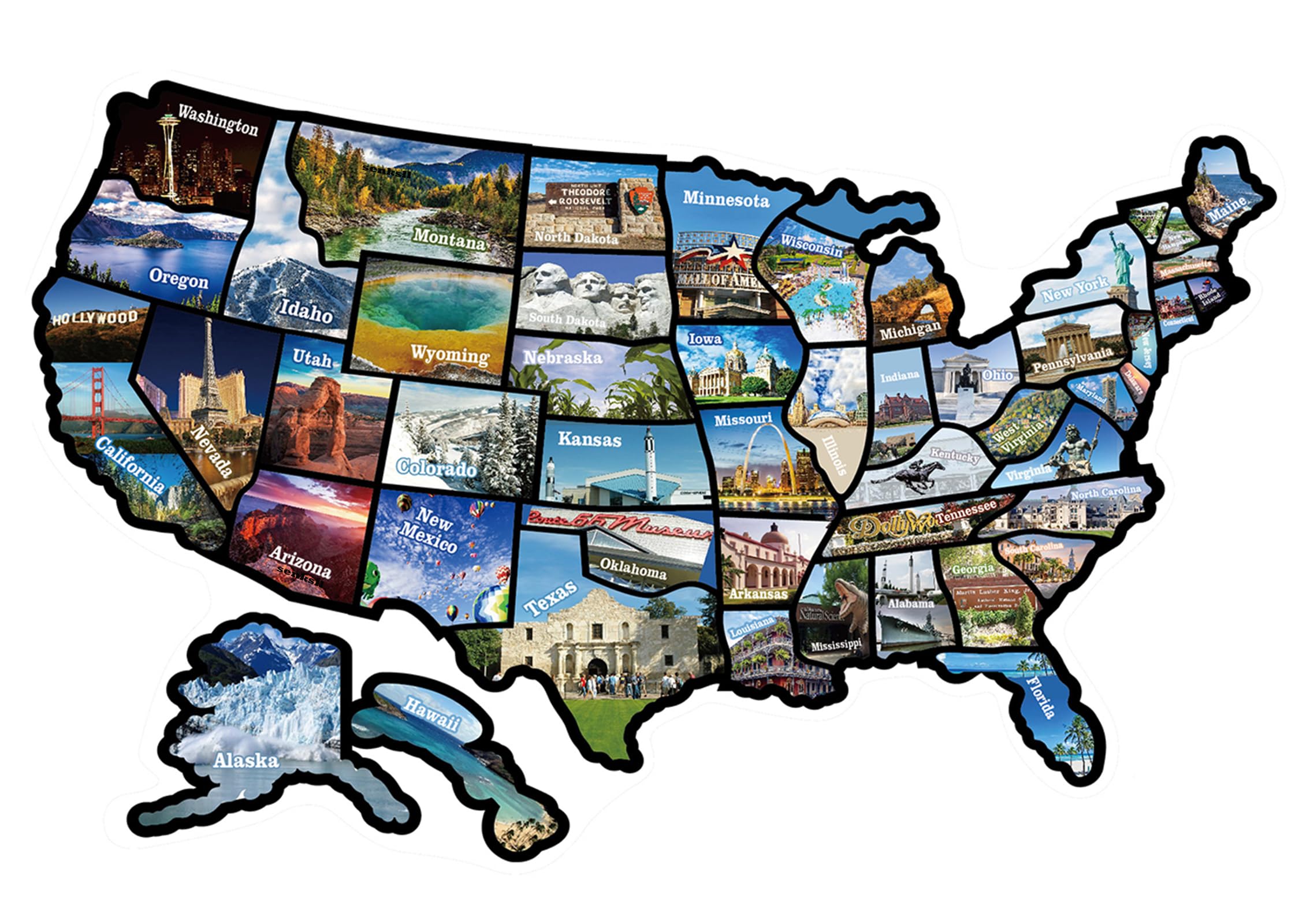 RV State Sticker Travel Map of The United States, Travel Trailer Camper Accessories, 11x17" RV Map Decals for Window Door Wall, Great for Kids & Adults,Track Your Travel