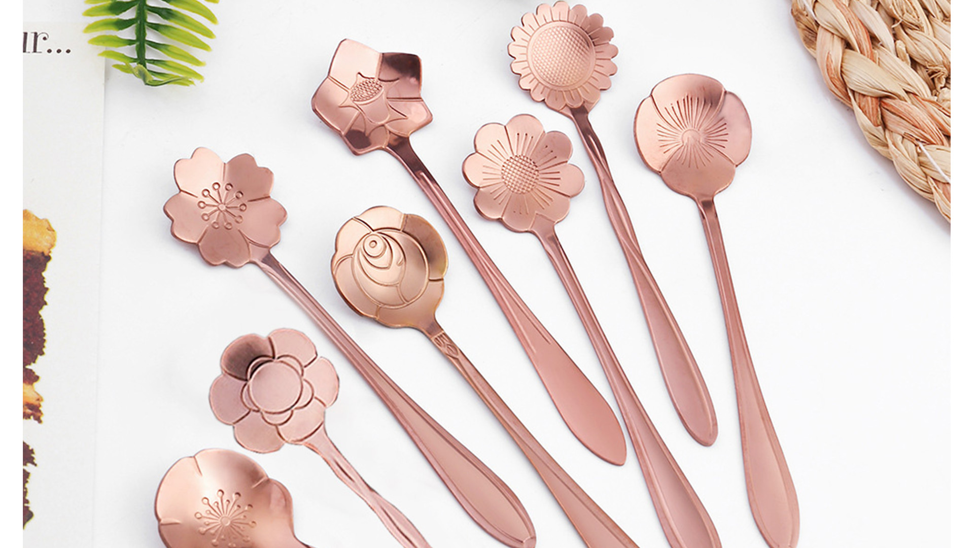 SGVRPVZ Gold Tulip/Rose Handle Mini Coffee Spoons – 6-Piece Stainless Steel Set For Espresso, Tea, Desserts
