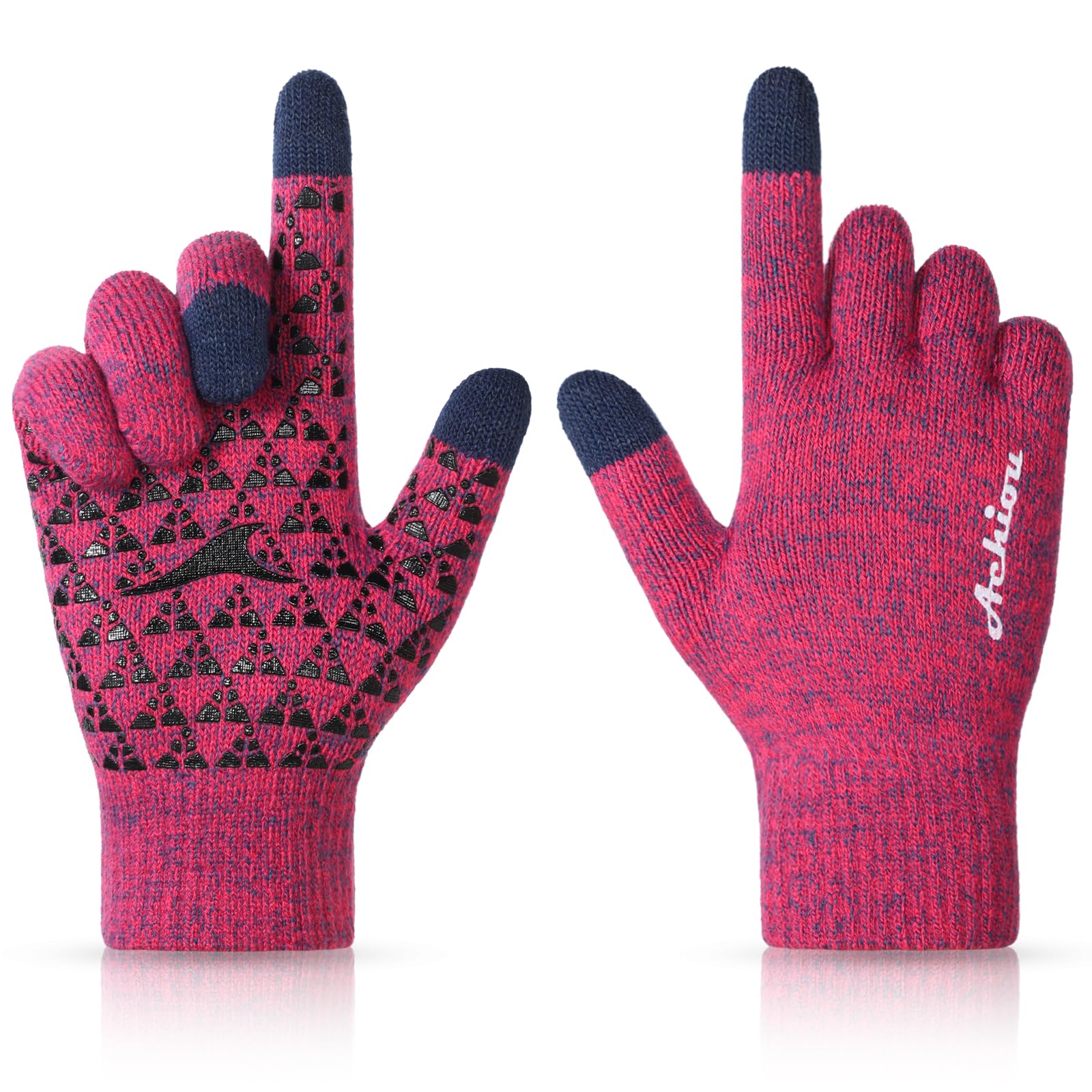 Achiou Winter Gloves for Men and Women, Touchscreen Soft Knit Gloves