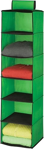 Honey-Can-Do SFT-03503 - Organizador de armario colgante no tejido de 6 estantes, 47 x 12 pulgadas, verde
