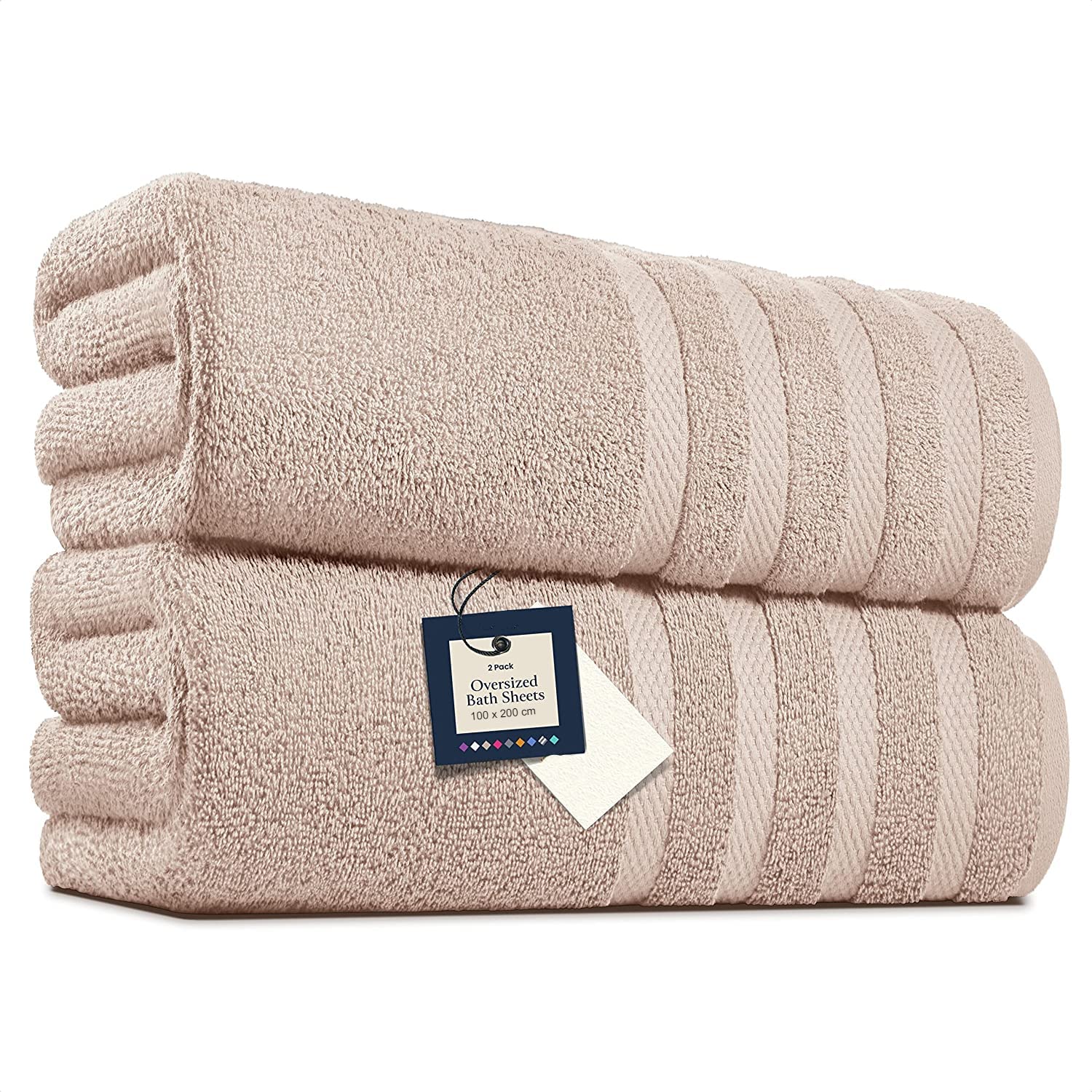 Pack of 2 Extra Large Bath Sheets (100 x 200 cm-600 GSM) Pure Egyptian Cotton Big Body Wrap Bath Sheet Towels for Bathroom,beach, Pool (Latte, Cotton) — image 1