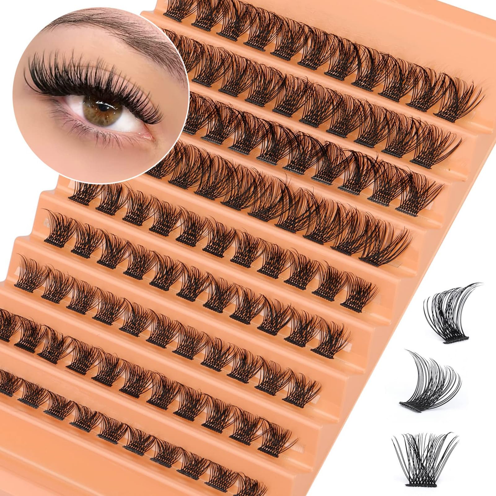 BaolyIndividual Lashes 110 Pcs Cluster Lashes 10-16mm D Curl Eyelash Extensions Natural Look False Eyelashes Reusable Mix Fluffy Wispy Fake Eyelashes DIY at Home