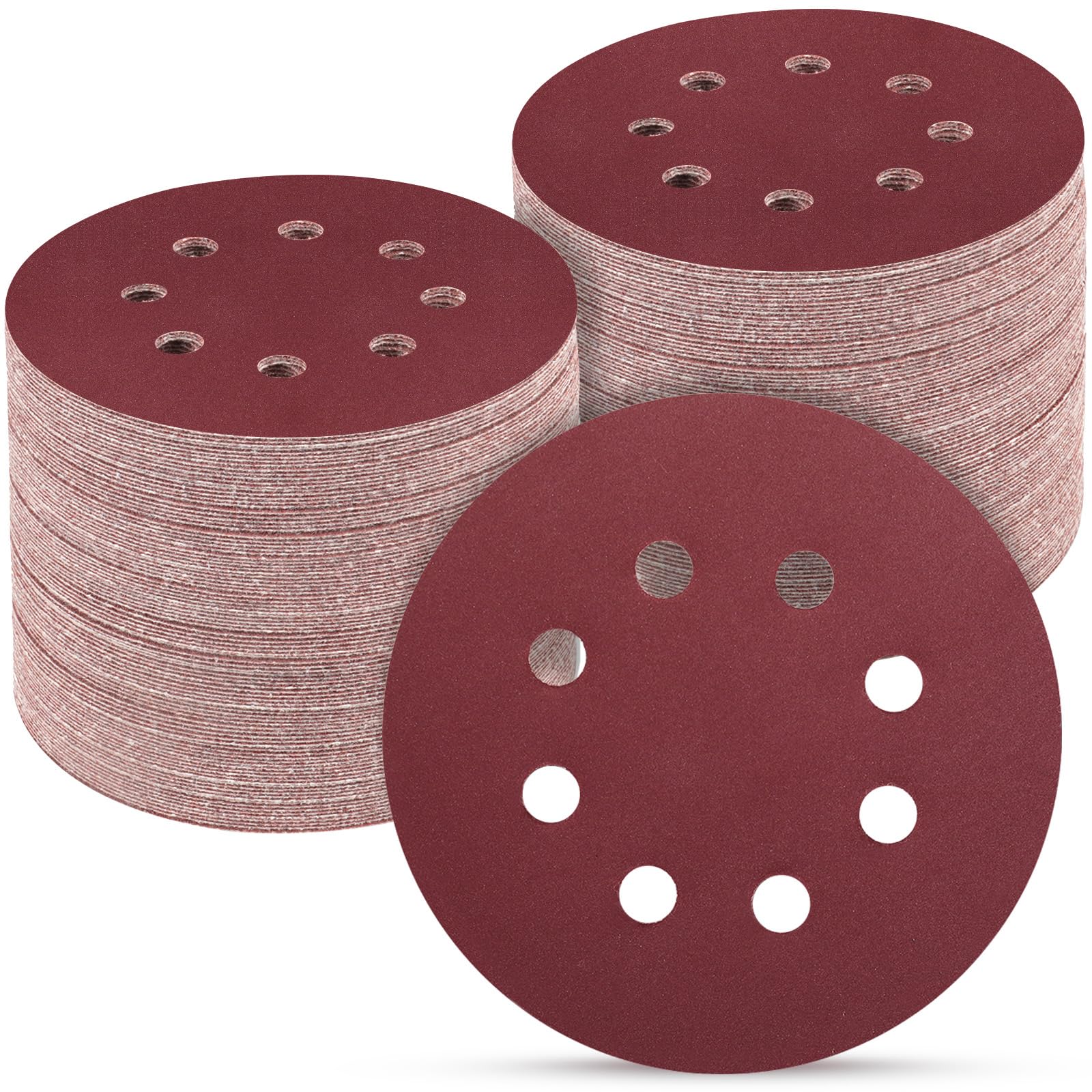 POTUINOM 100 PCS 5 Inch Sanding Discs 800 Grit, Round Hook and Loop Sandpaper for Random Orbital Sander