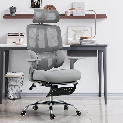 Miniatura 2 de Silla de oficina de 500 libras, silla de computadora resistente con reposapiés, silla de oficina ergonómica de malla reclinable para el hogar y la