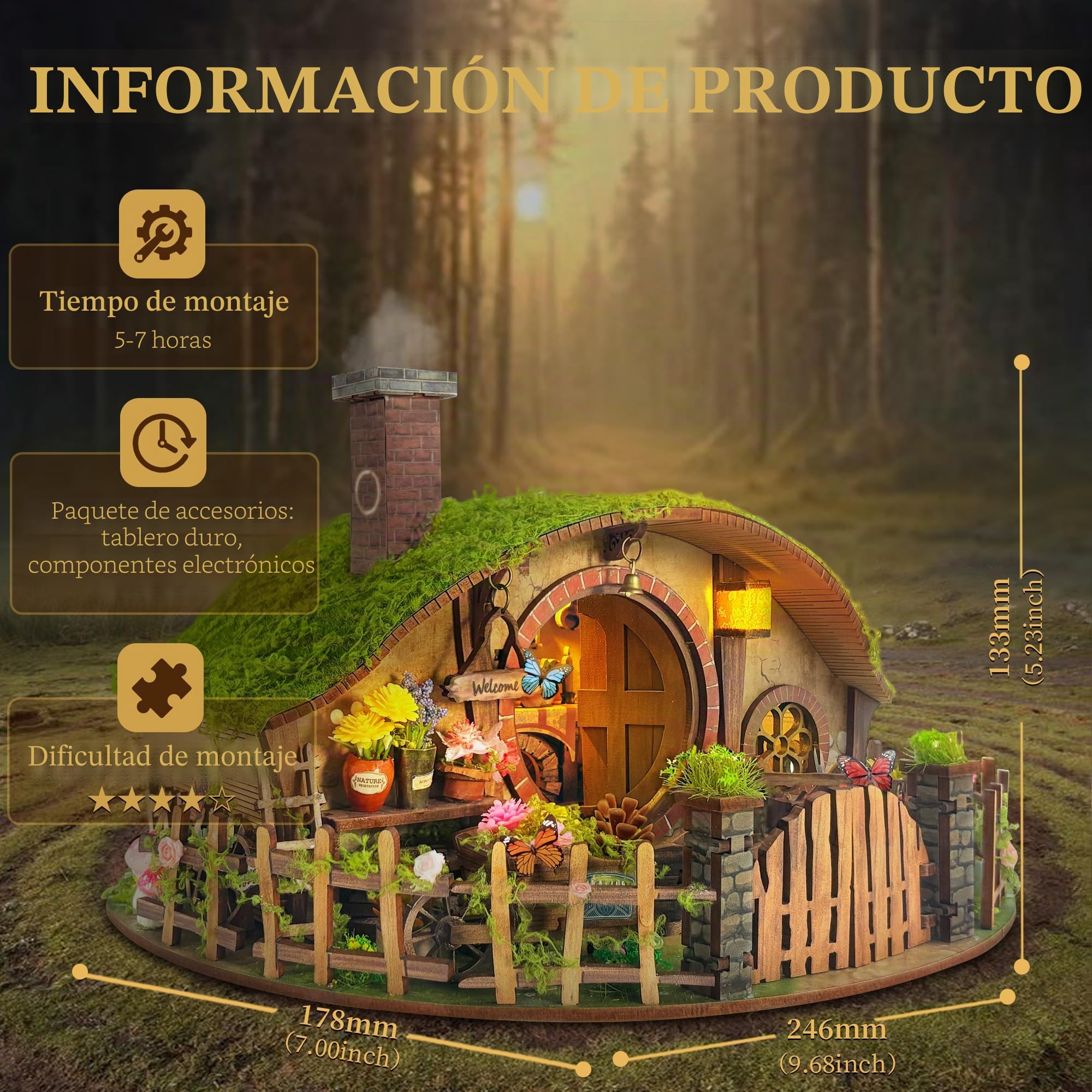 Kit de casa en miniatura para ensamblar – Puzzles 3D de madera, diseño de caja sorpresa, actividad antiestrés para adolescentes y adultos, kit de casa de muñecas regalo y decoración