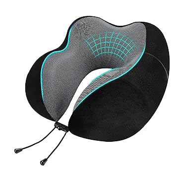 GREELI Premium Memory Foam Luxury Travel Neck Rest Pillow with Super Soft Removable Cover, Multipurpose Comfortable Travel Pillow for Men and Women, Standard - image, photos