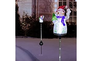 Alpine Corporation Weatherproof 34" Solar Snowman Decoration with Fiber Optic LED Lights