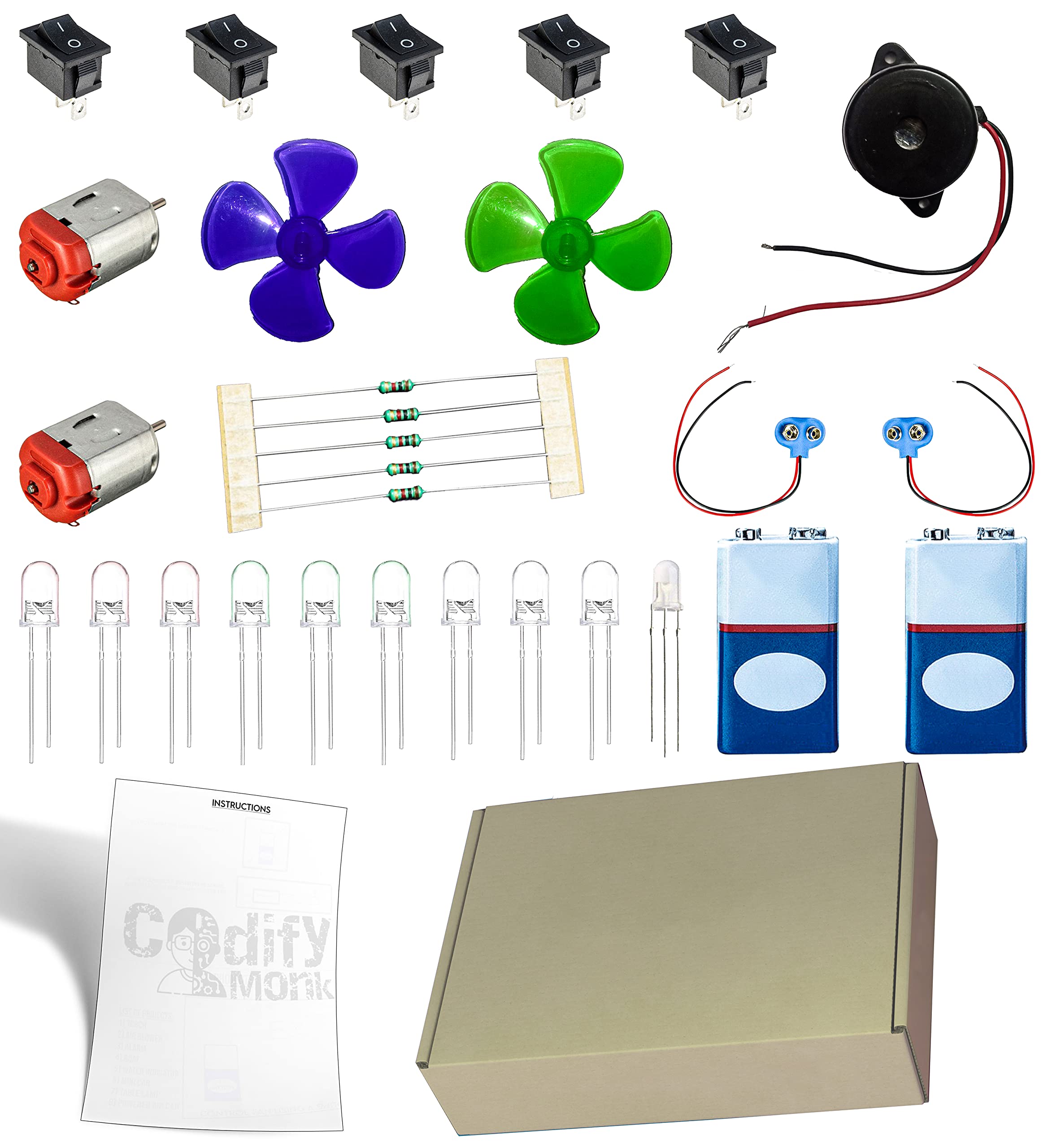 DIY Science Project Kit for Kids | STEM Educational Toy with DC Motor, Battery, LED, Manual | School Project Kit for Class 5 and Above | 30+ Components