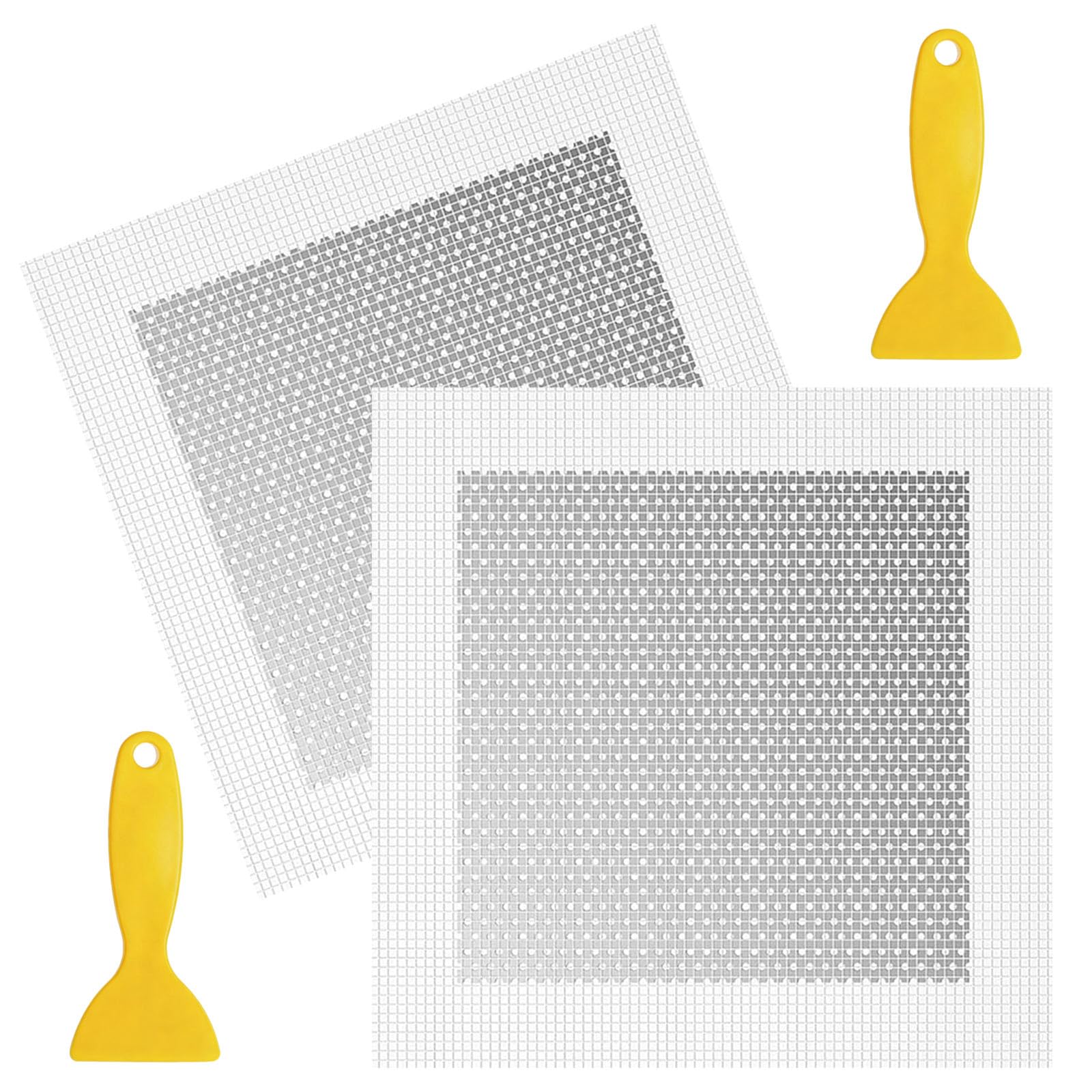4 Pcs Wall Repair Patch Kit, 8'' by 8'' Self Adhesive Plasterboard Fibreglass Mesh Wall Patches Plaster Repair Tool Wall Hole Filler Patch, Drywall Repair Kit for Broken Walls Repairing Ceiling Filler