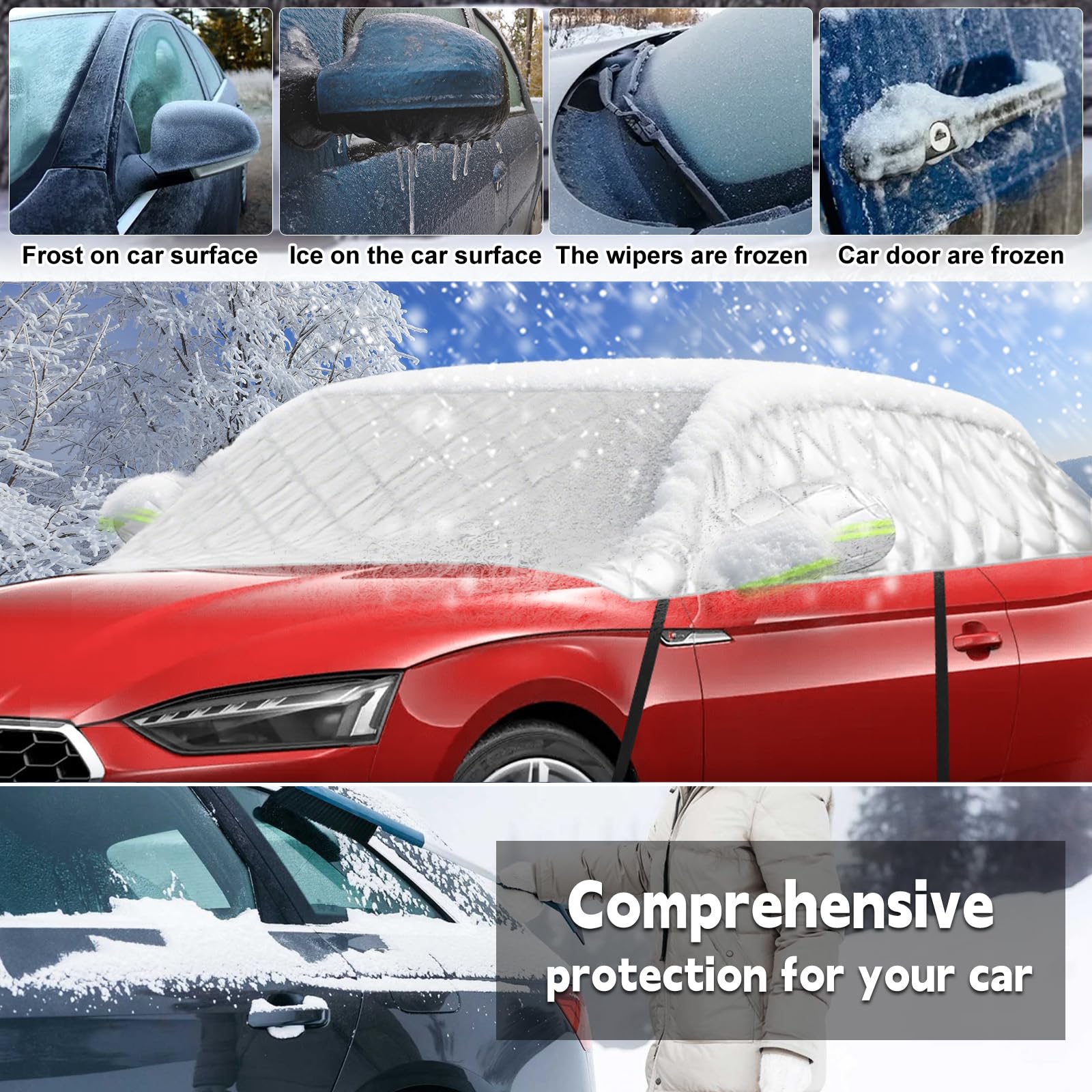 Halbe Autoabdeckung Ersatz für Audi A5/S5/RS5 Cabriolet 2007-2023, Passgenaue Softtop-Dachschutz-Autoabdeckung Wasserdicht, Verdickte Halbe Garage, Anti-Hagel und Anti-Schnee