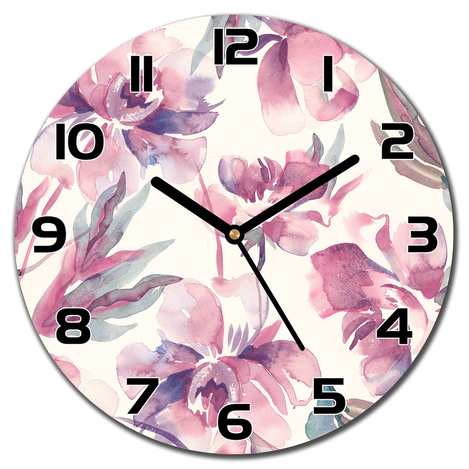 Horloge en verre abstrait floral délicat pour habiller un mur vide