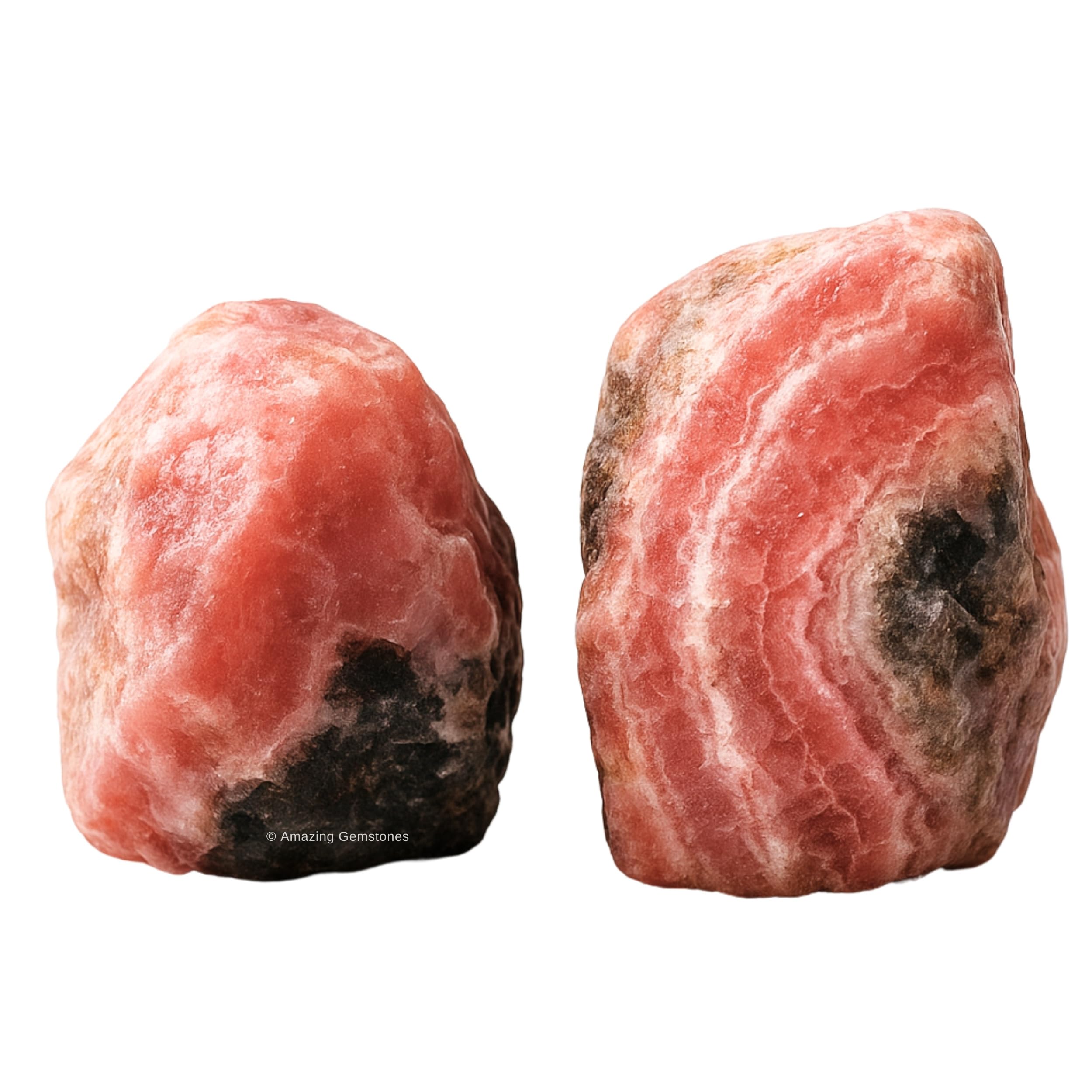 Rhodochrosite Crystals and Healing Stones, 2 Piece Raw | Certified Healing Crystal Rough Rocks For Tumbling and DIY Projects Gifts - Positive Energy, Chakra Healing, Meditation