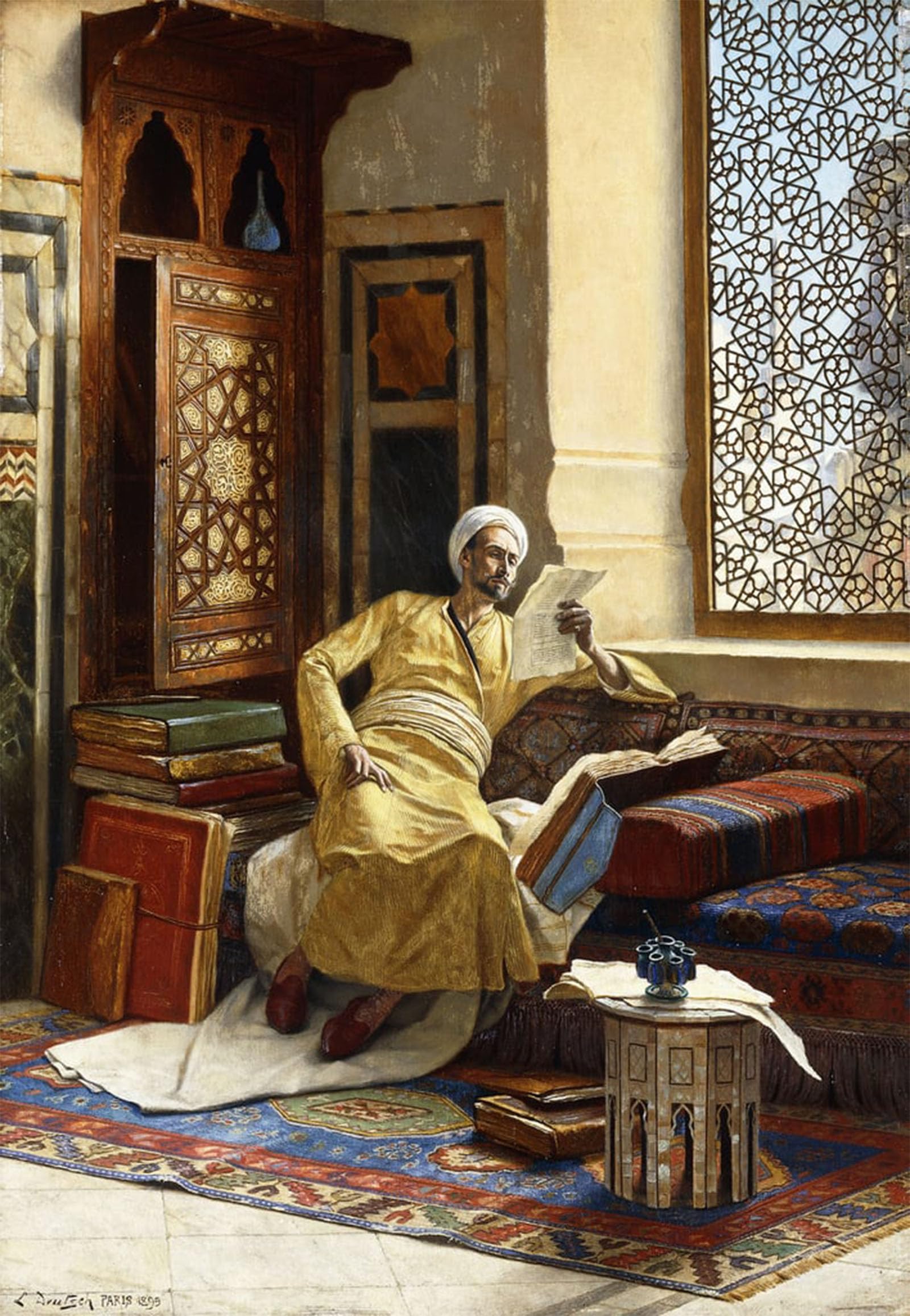 POSTERIIk Vintage Art Print Images Pictures Print the Scholar by Ludwig Deutsch Modern Colour Posters for Office Home Decor 60x90cm