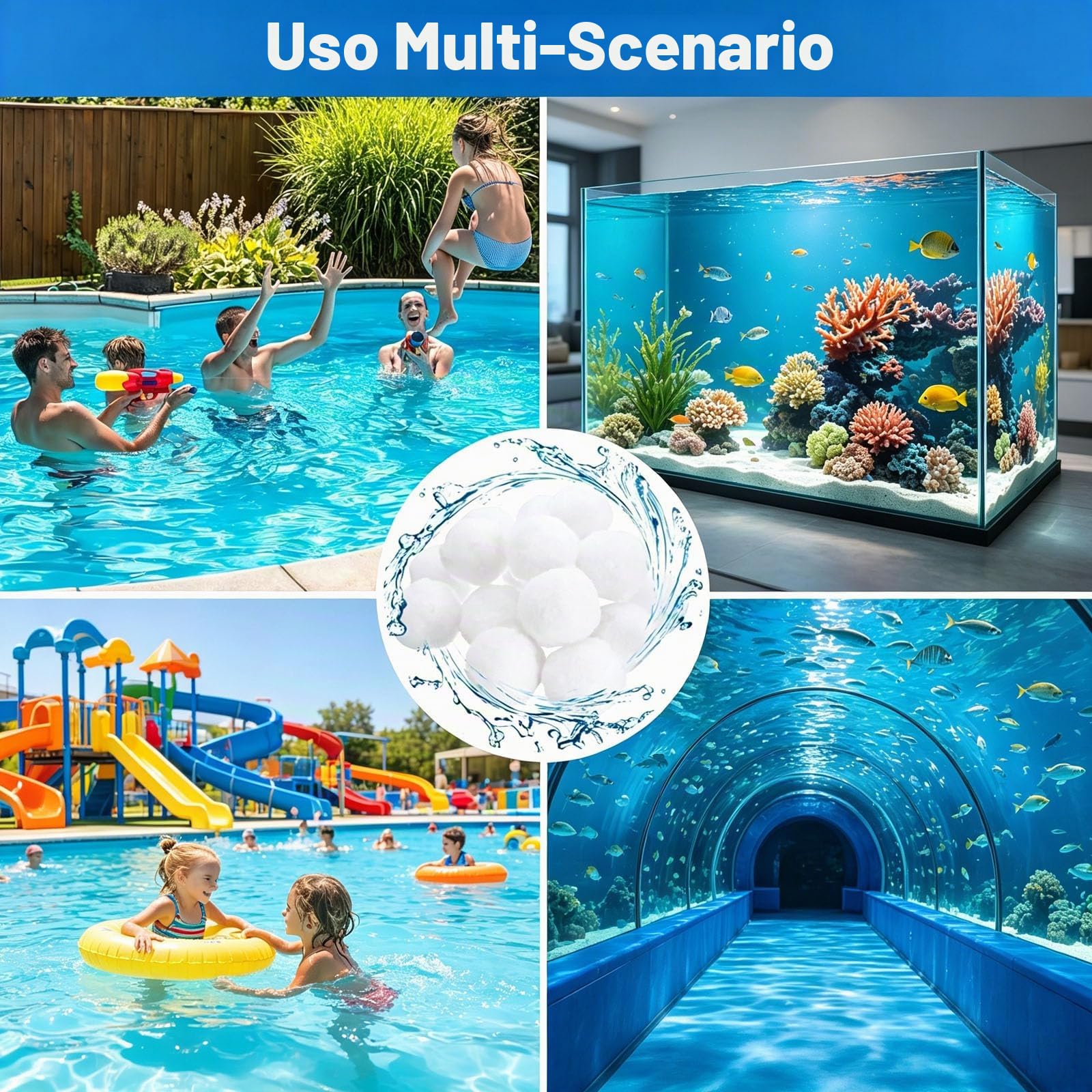 Caroca Filtro Sfere, 1400g Palline Filtro Piscina Sostituisce 50kg di Sabbia, Sfere Filtranti Ultra Leggera