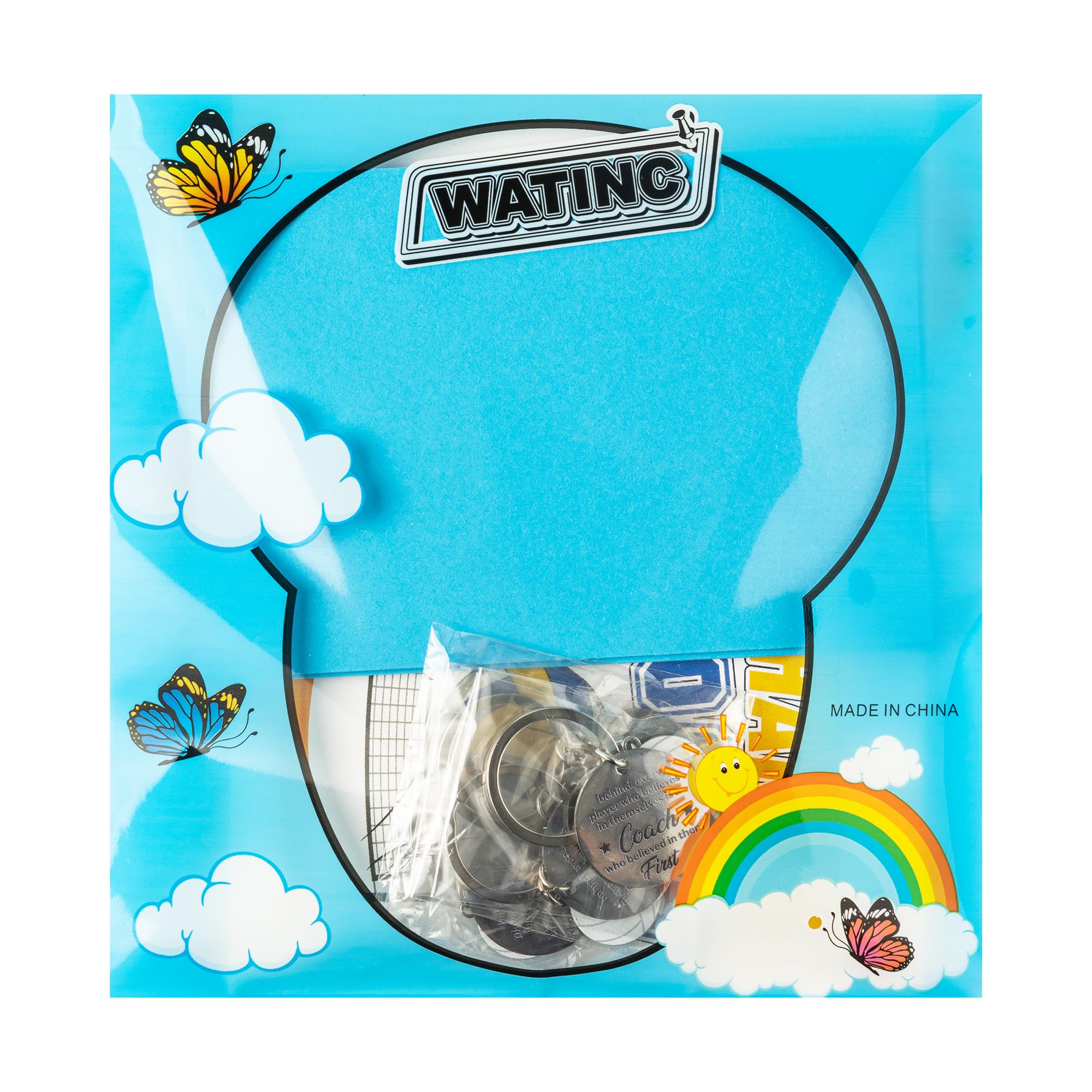 WATINC Coach Appreciation Gift Bulk - Thank You Volleyball Coach Gifts with 4 Thanks Card, Envelope, Keychain Set for Women Men, Thanks Volleyball Sports Teacher Greeting Cards for Farewell Birthday