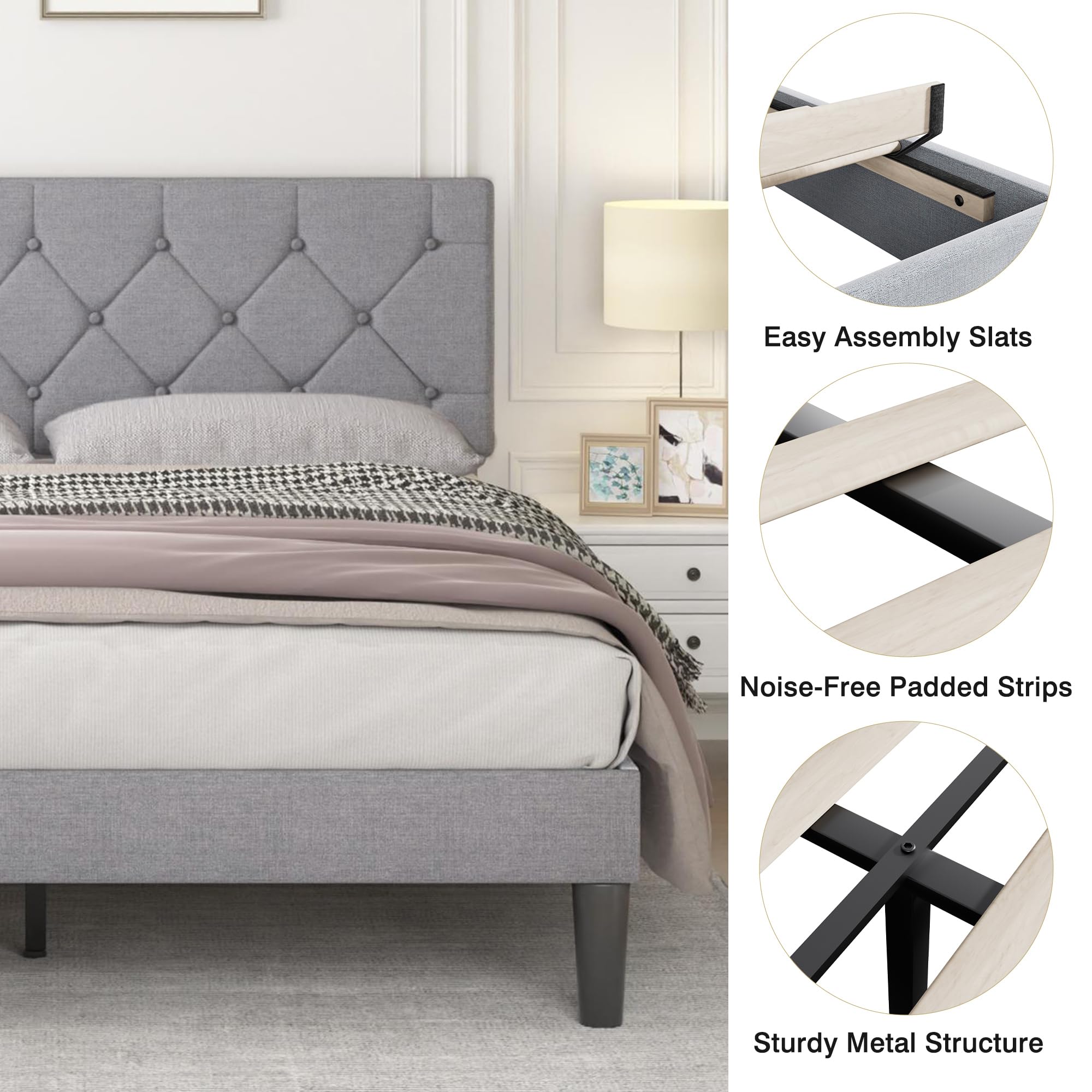 Snapklik.com : VECELO Full Size Bed Frame