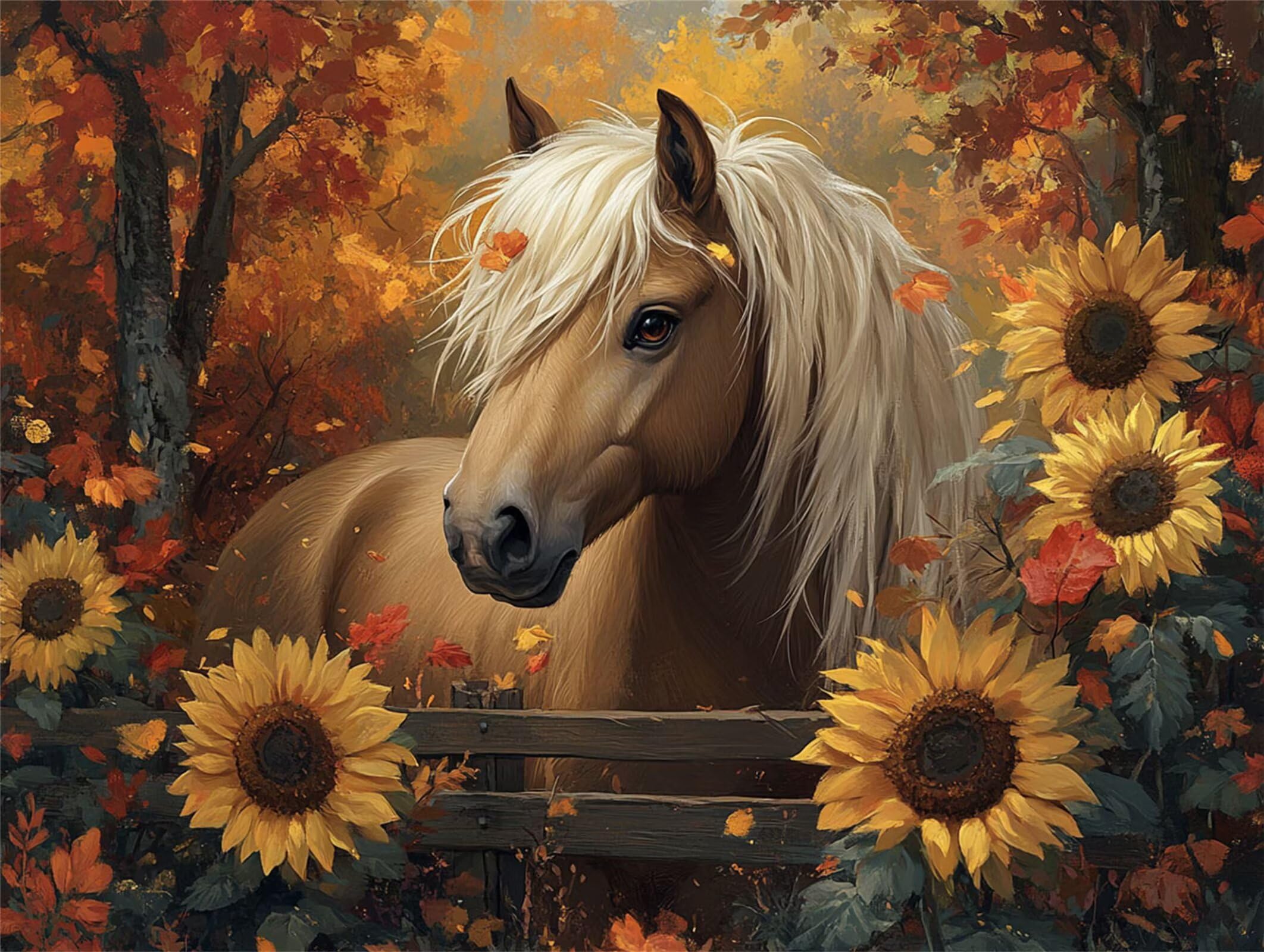 Pintar por Numeros Girasol Pinturas Acrilicas Caballo Pintura por Numeros Lienzos para Pintar, Pintura Acrilica Manualidades, Decoración para Hogar, Regalos Cumpleaños, 90x120cm Sin Marco, q-884