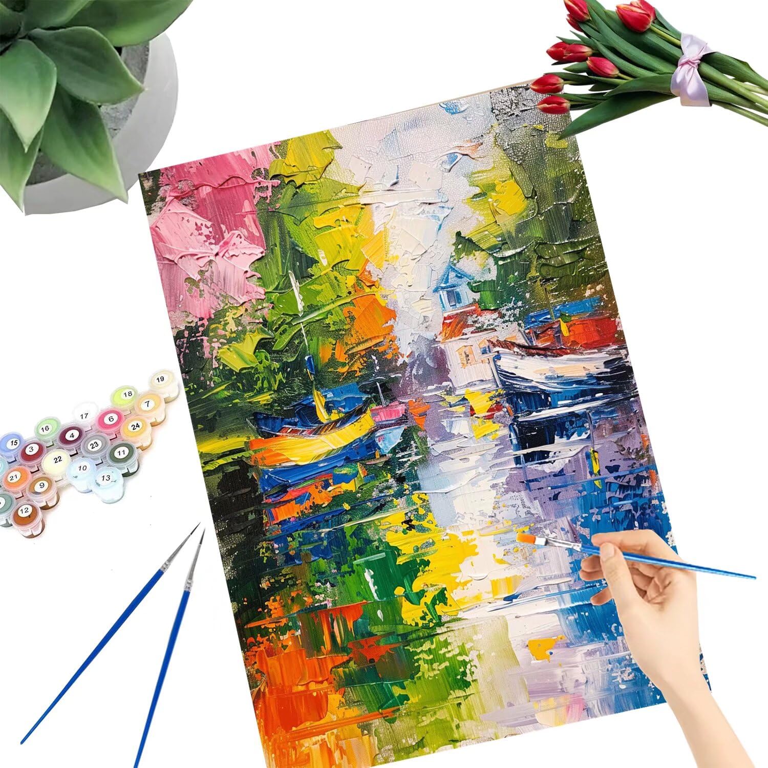 Pintar por Numeros Adultos pintar por numeros niños manualidades niños 10 años, DIY Pintar por Números de Pincel y Pintura acrílica Decoraciones para el Hogar Manualidades, sin Marco 60x80cm C-26